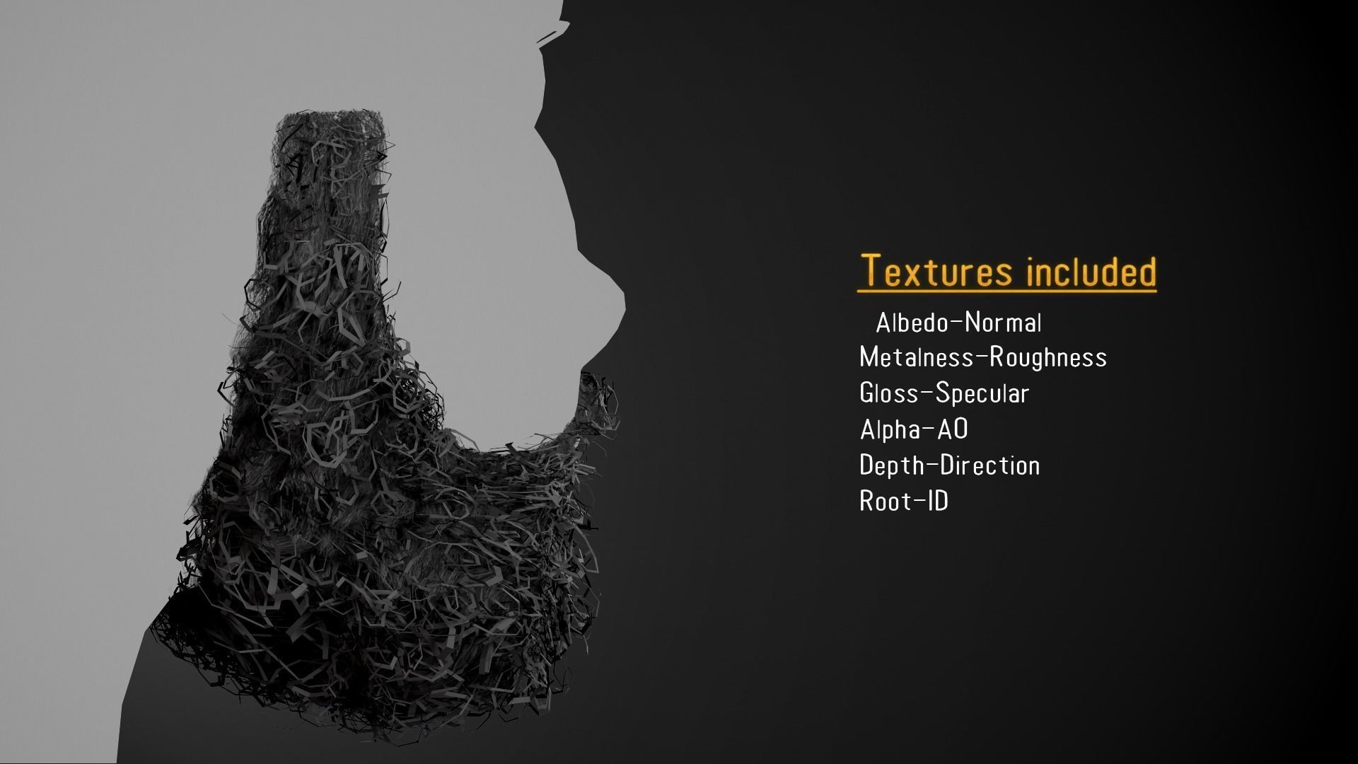 Facial Hair Cards Style 7 - Full Curly Beard Low-poly 3D model_1