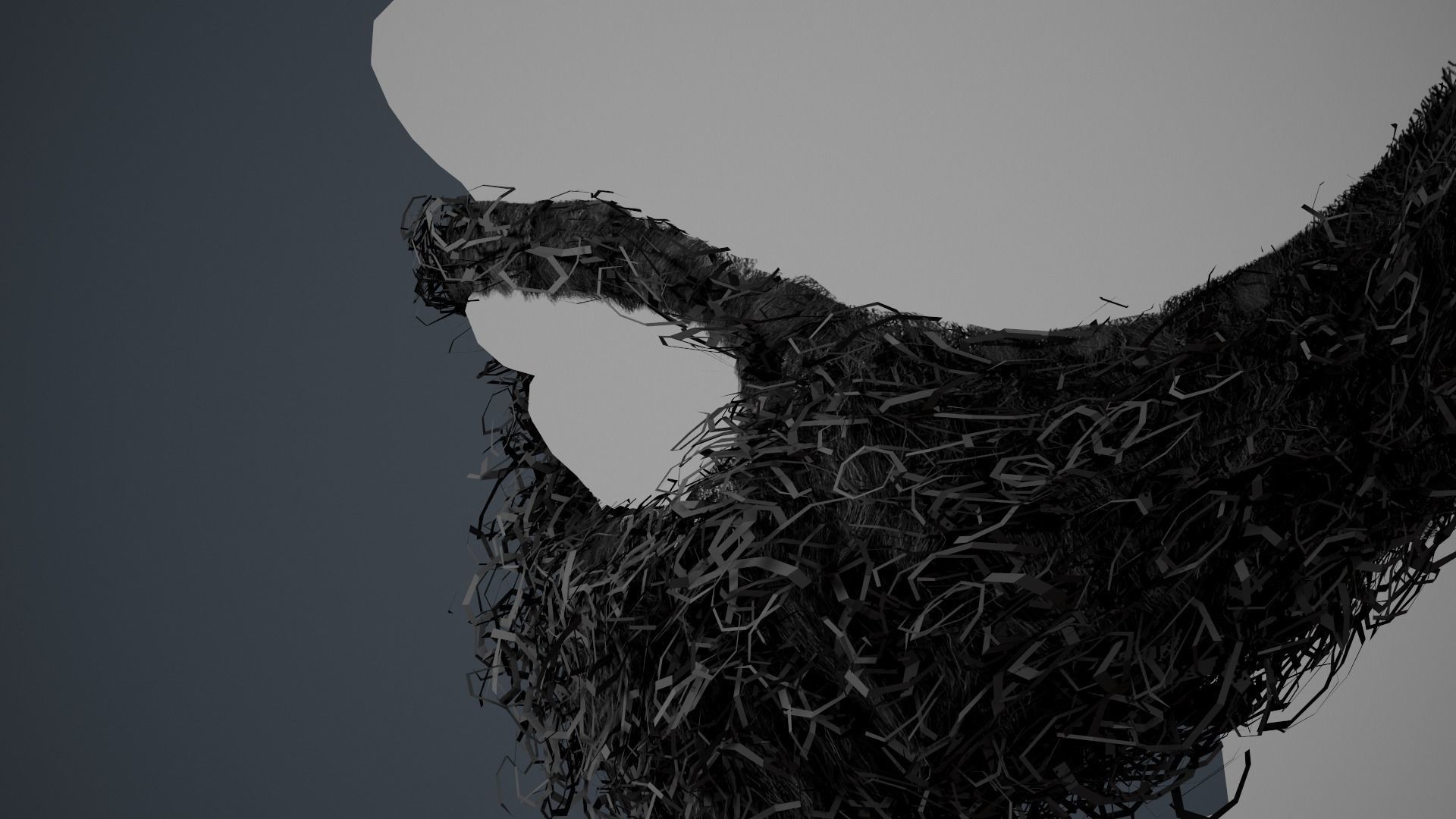 Facial Hair Cards Style 7 - Full Curly Beard Low-poly 3D model_8