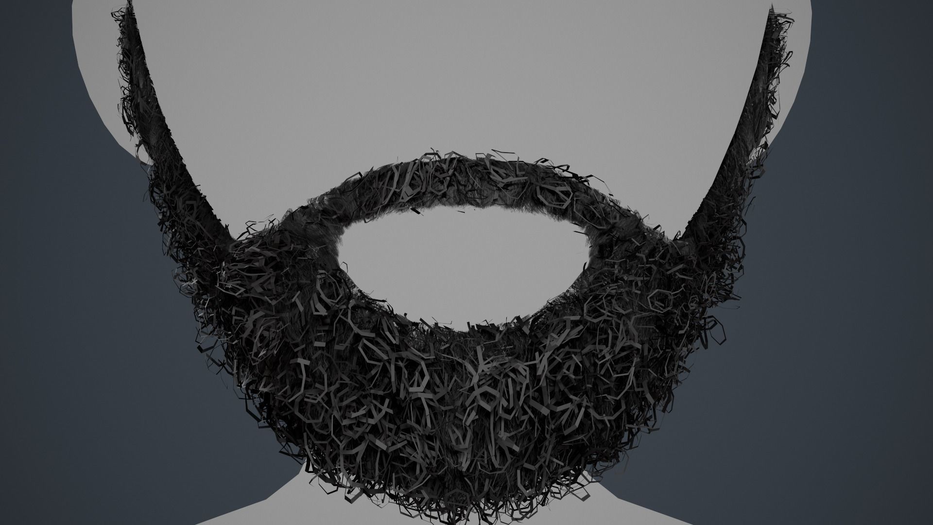 Facial Hair Cards Style 7 - Full Curly Beard Low-poly 3D model_14