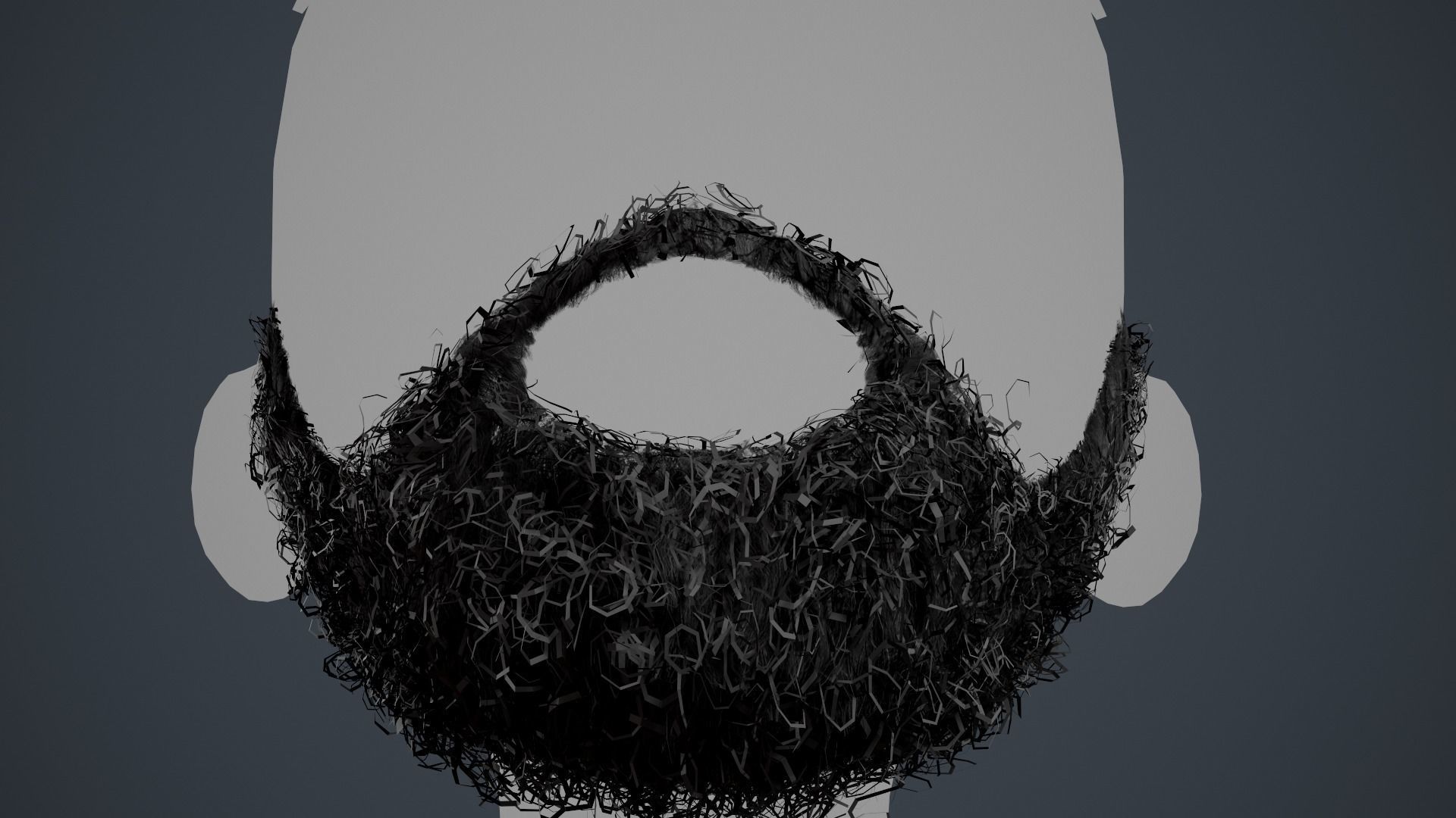 Facial Hair Cards Style 7 - Full Curly Beard Low-poly 3D model_9