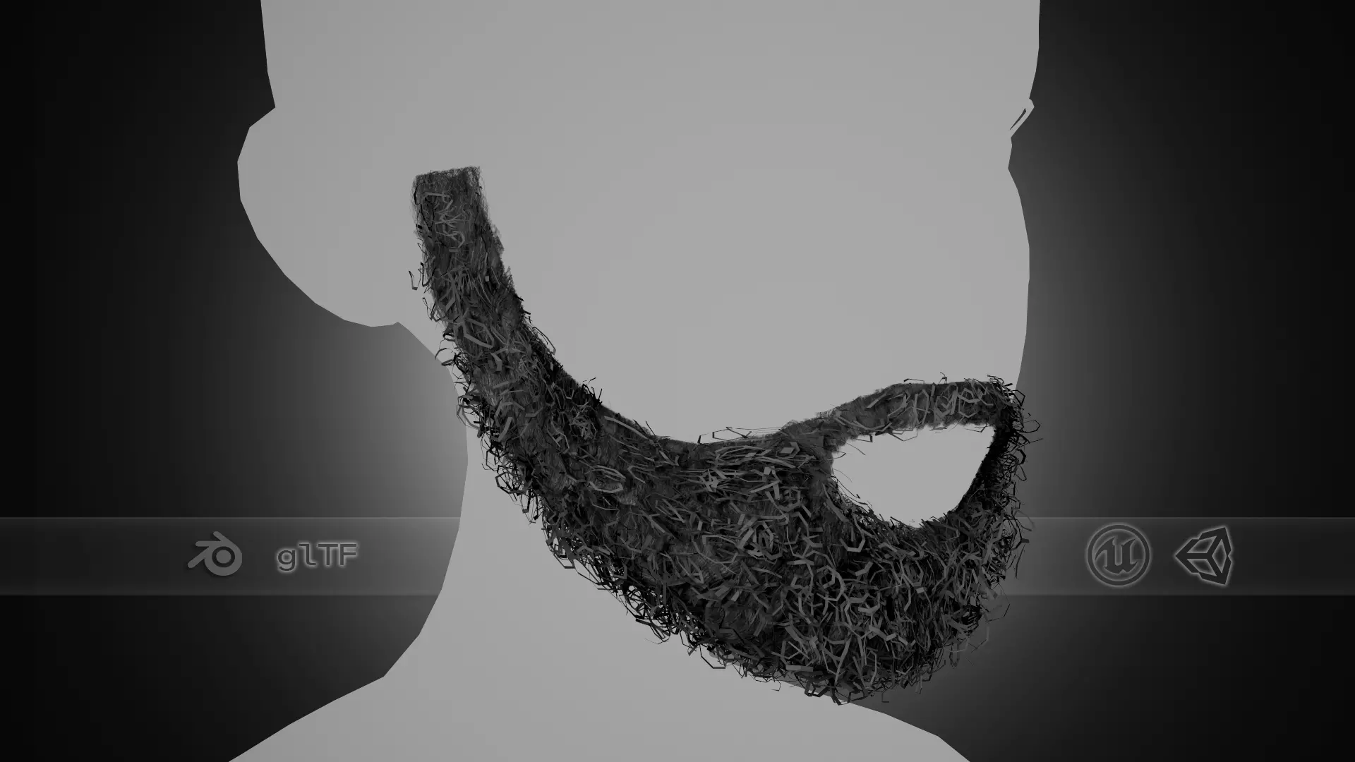 Facial Hair Cards Style 7 - Full Curly Beard Low-poly 3D model_0