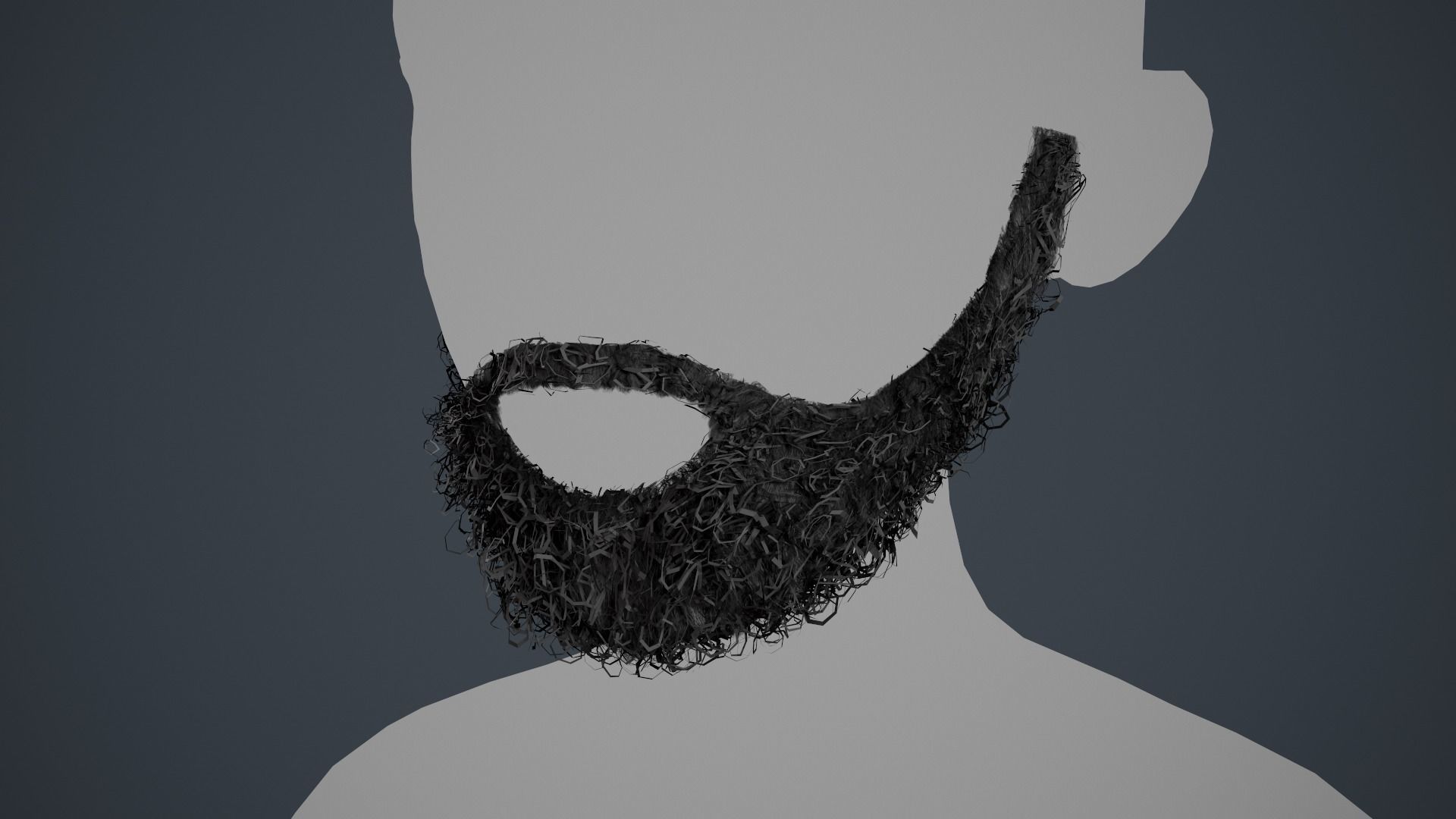 Facial Hair Cards Style 7 - Full Curly Beard Low-poly 3D model_3