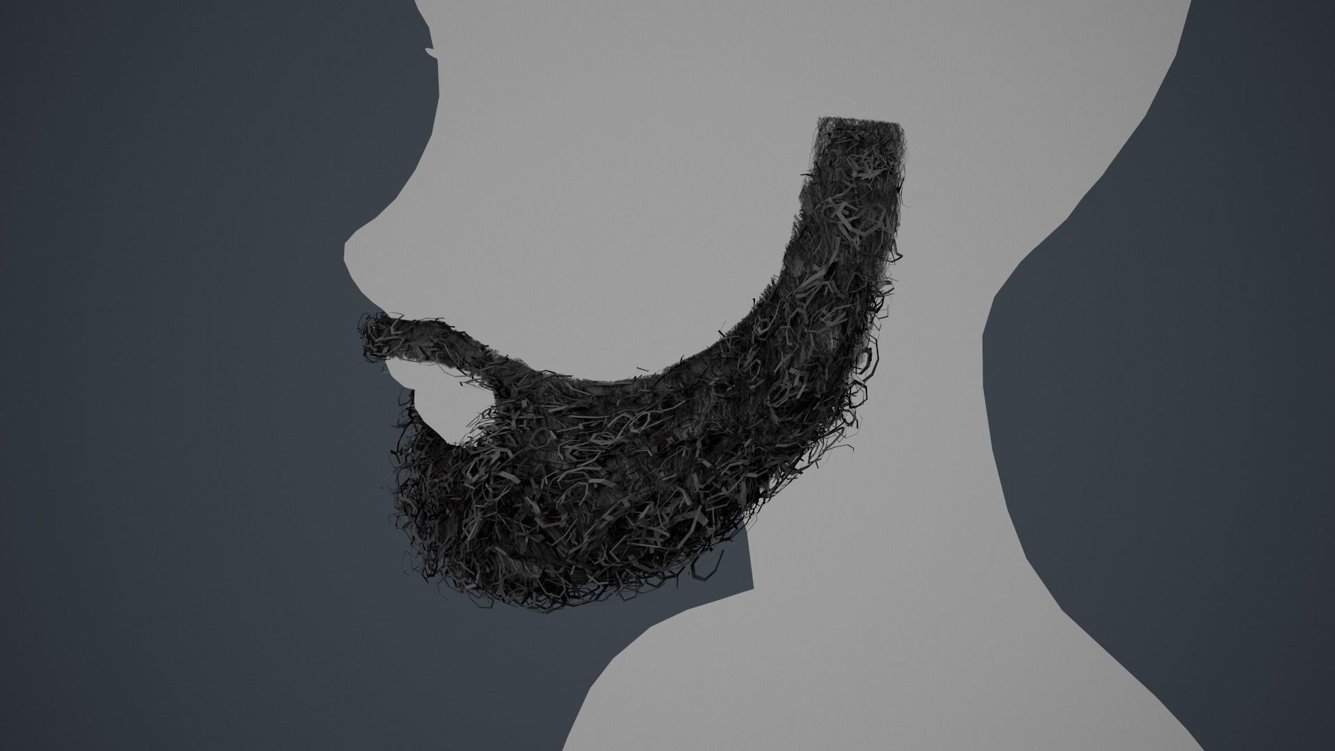 Facial Hair Cards Style 7 - Full Curly Beard Low-poly 3D model_2