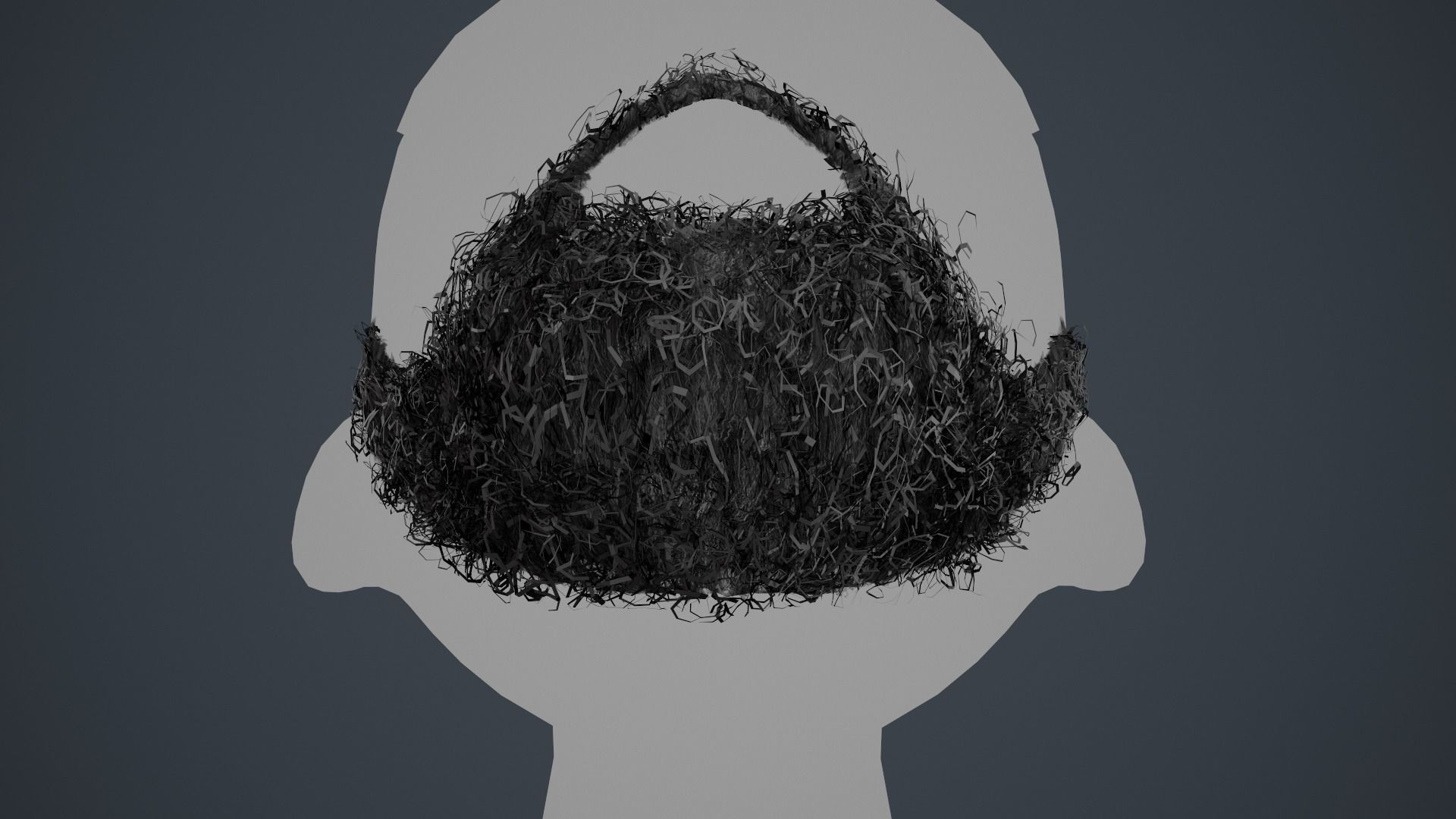 Facial Hair Cards Style 7 - Full Curly Beard Low-poly 3D model_7