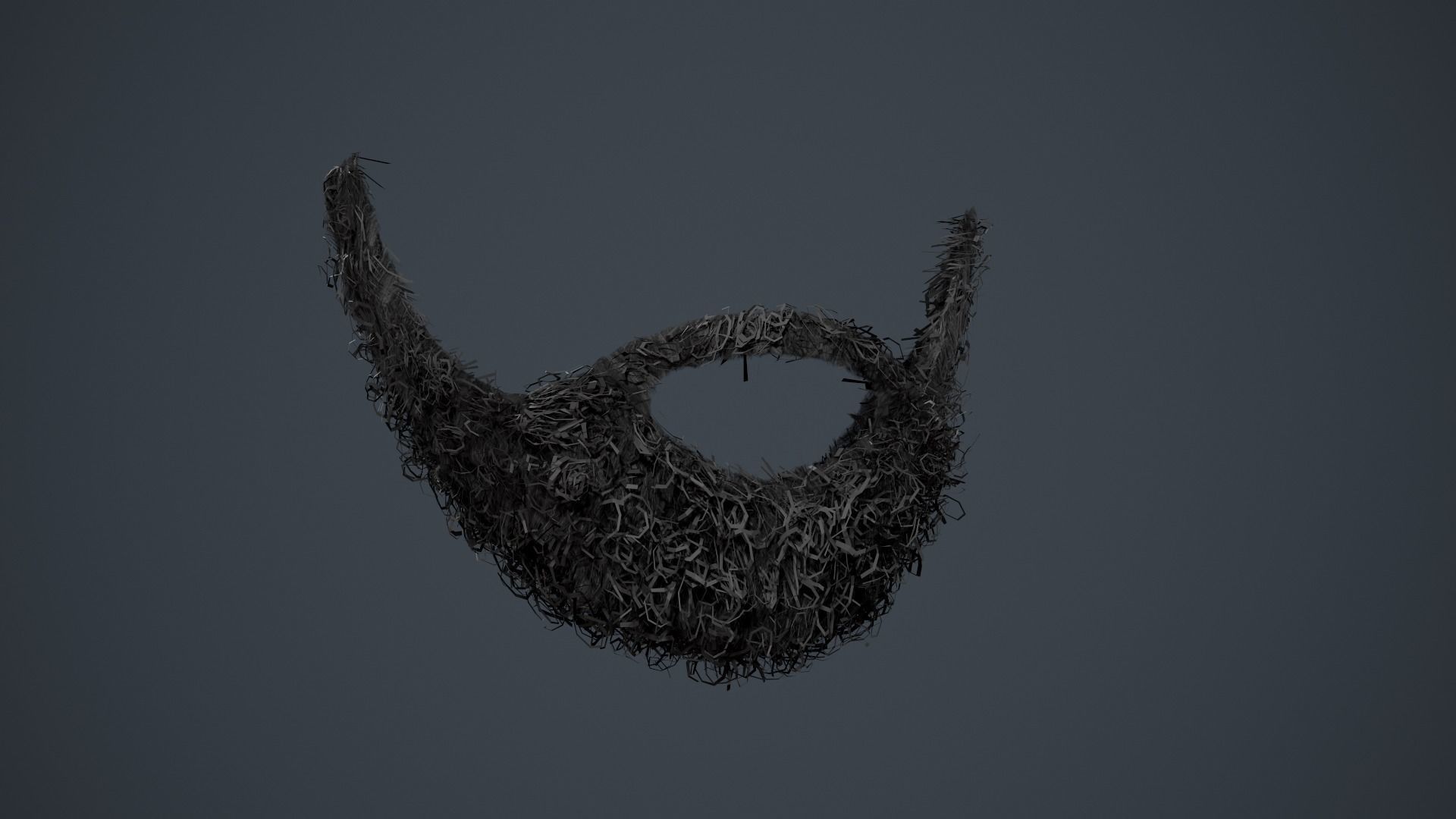 Facial Hair Cards Style 7 - Full Curly Beard Low-poly 3D model_16