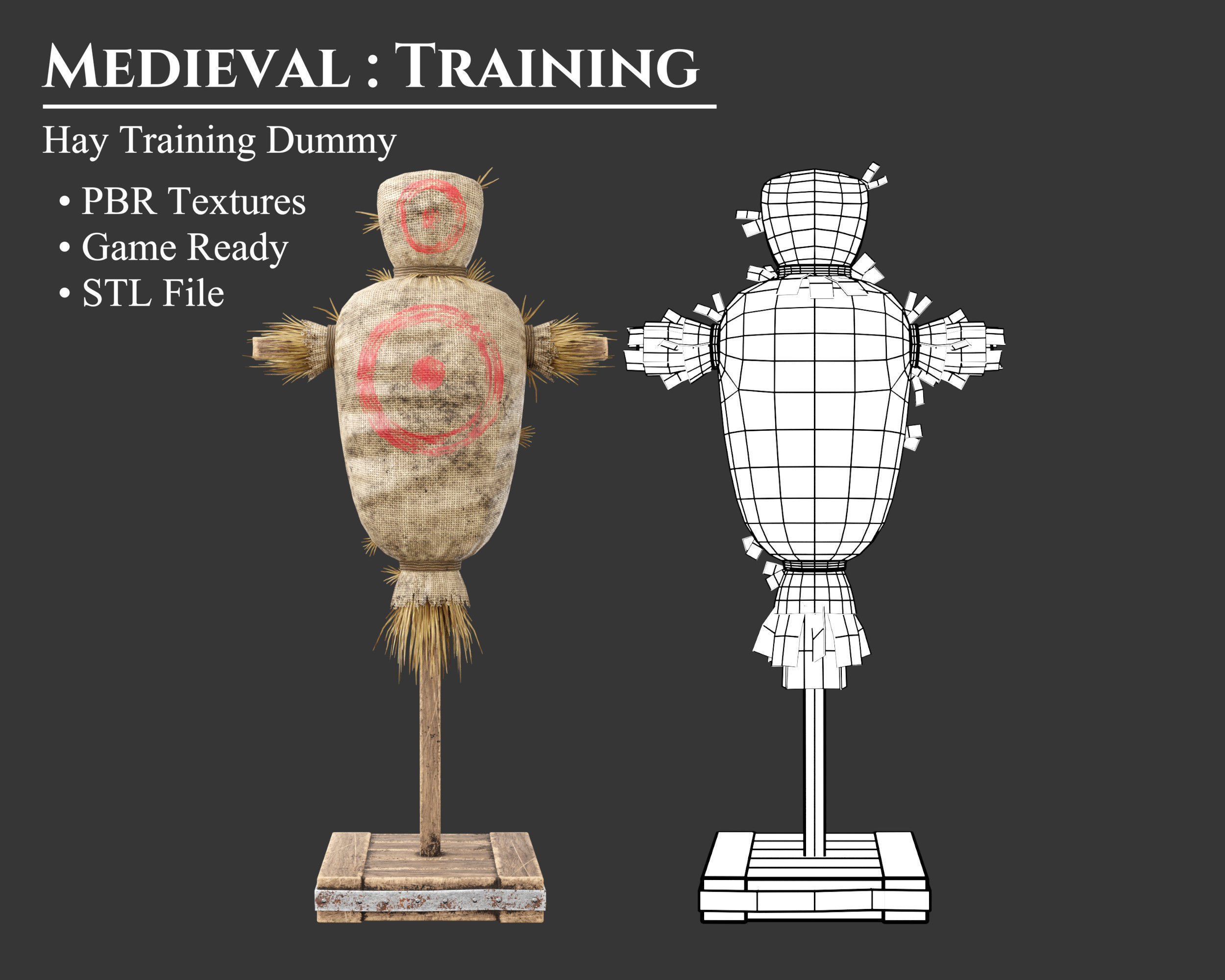 Medieval Training Dummy Hay Low-poly 3D model_1