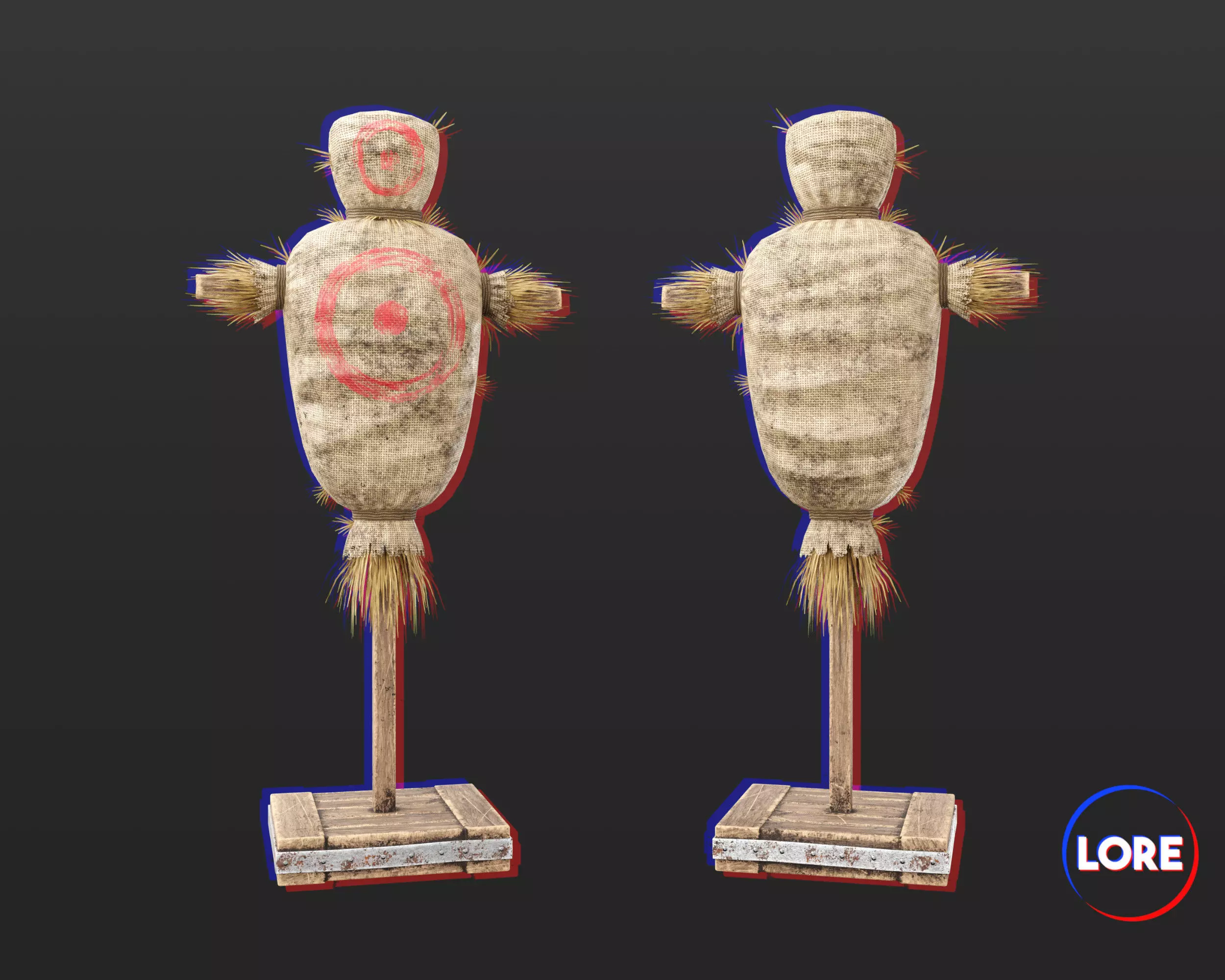 Medieval Training Dummy Hay Low-poly 3D model_0