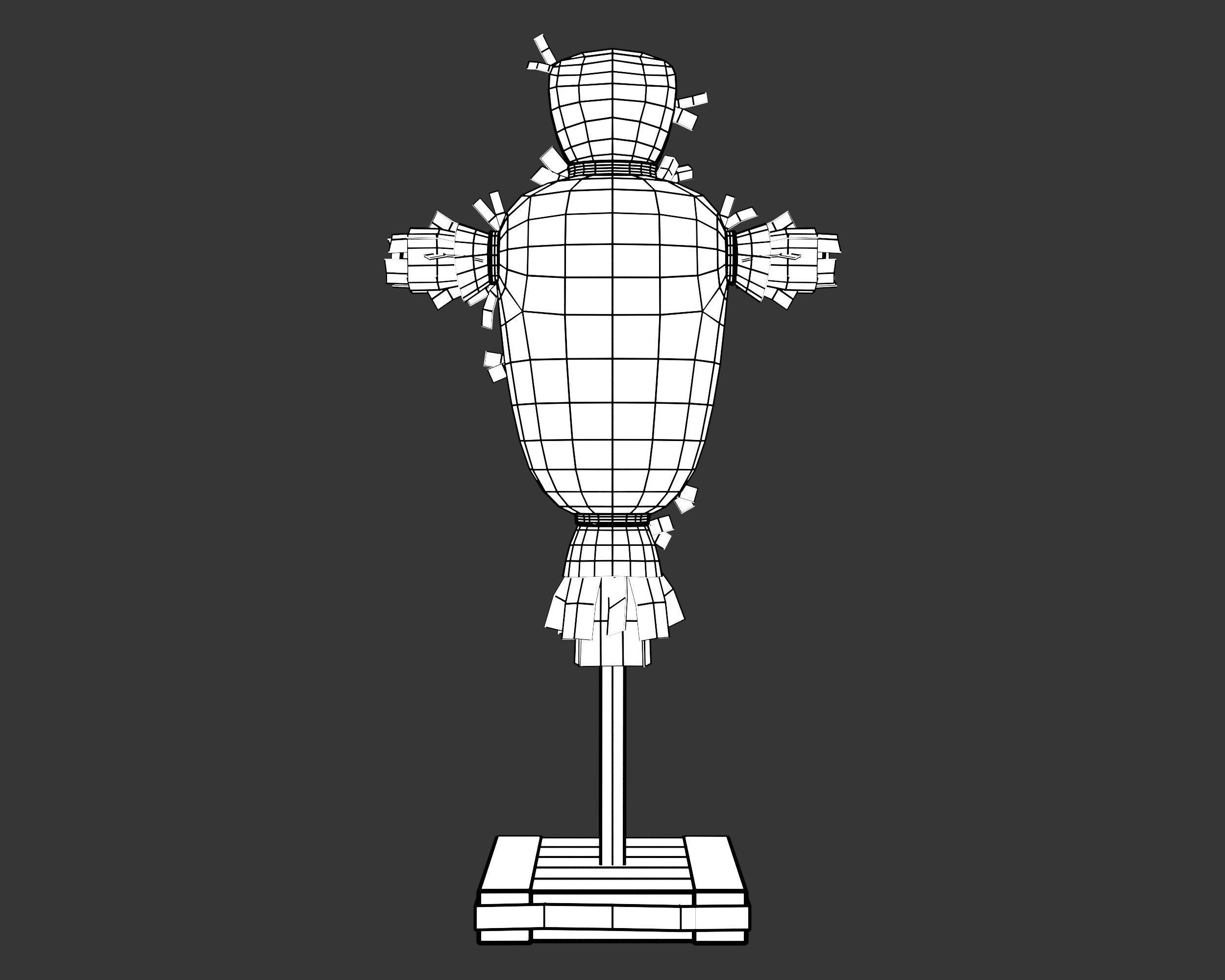 Medieval Training Dummy Hay Low-poly 3D model_10