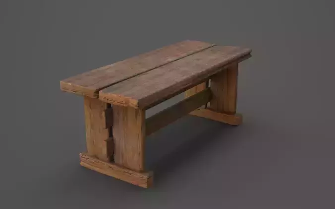 Medieval Vintage old  Wooden Table Chunky PBR 