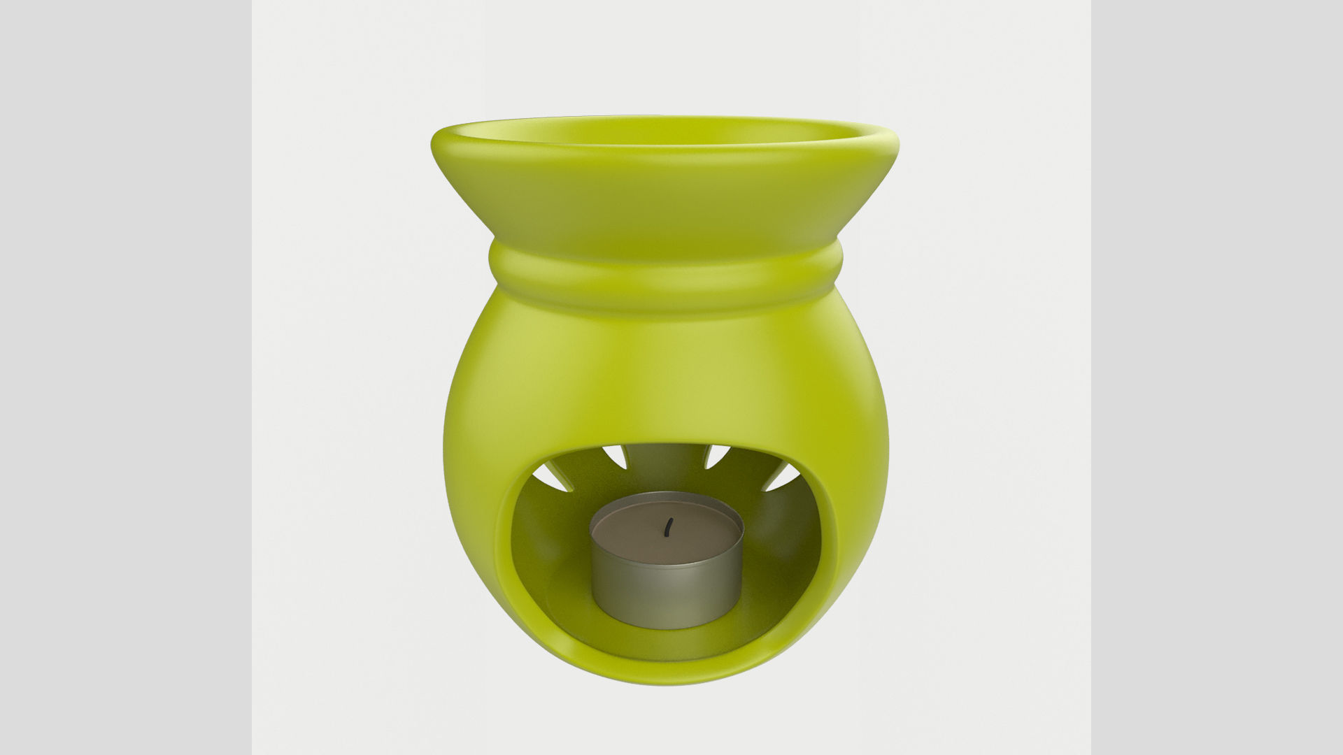 Ceramic Aroma Lamp with Candle Low High Poly 3D model_2
