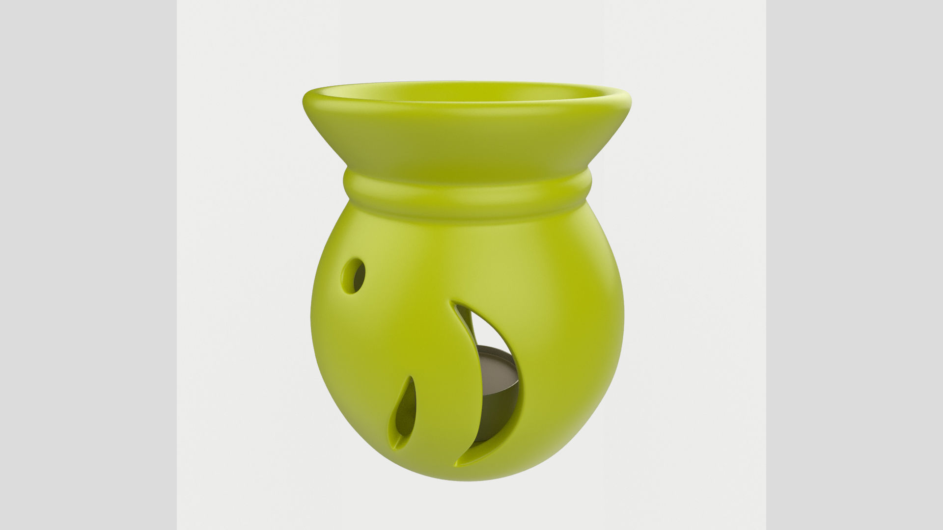 Ceramic Aroma Lamp with Candle Low High Poly 3D model_5