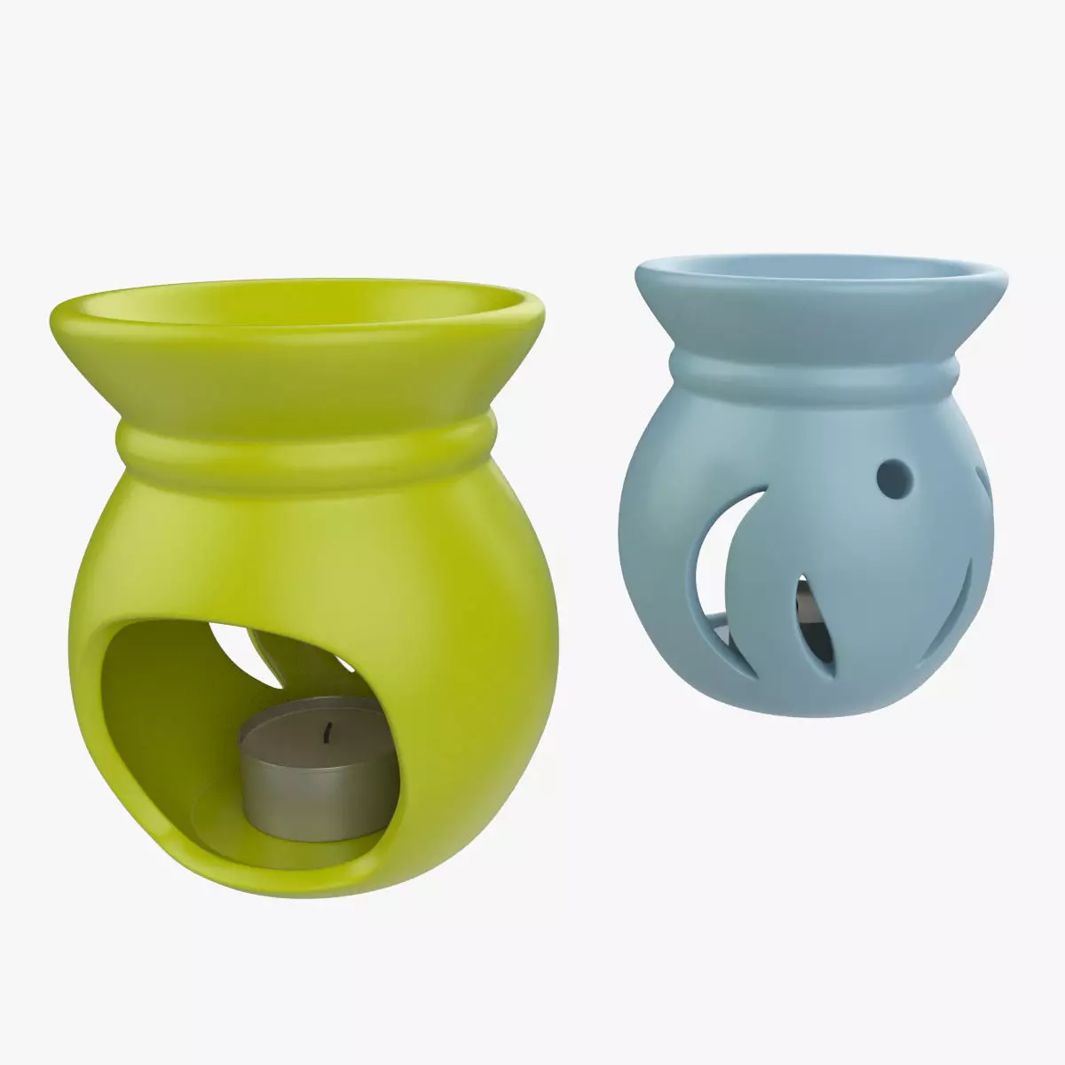 Ceramic Aroma Lamp with Candle Low High Poly 3D model_0