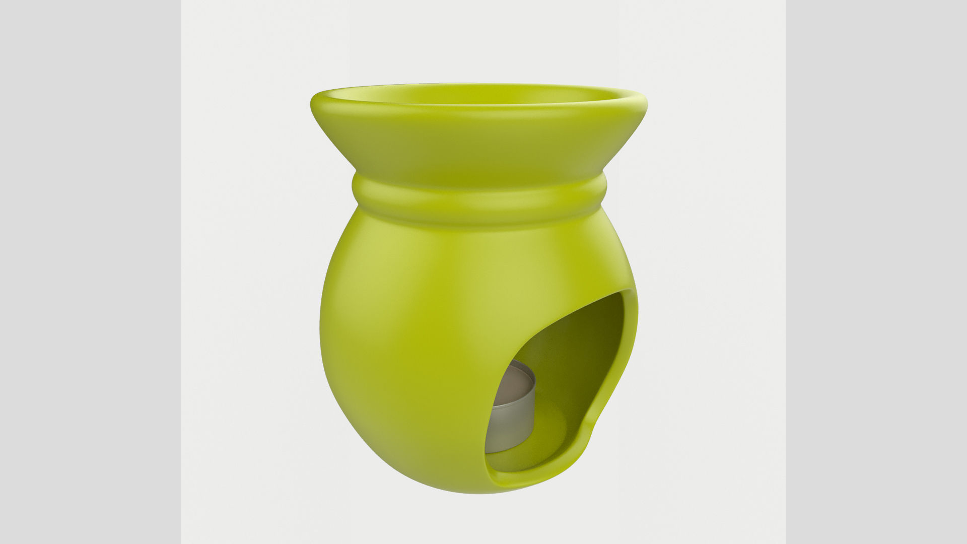 Ceramic Aroma Lamp with Candle Low High Poly 3D model_3