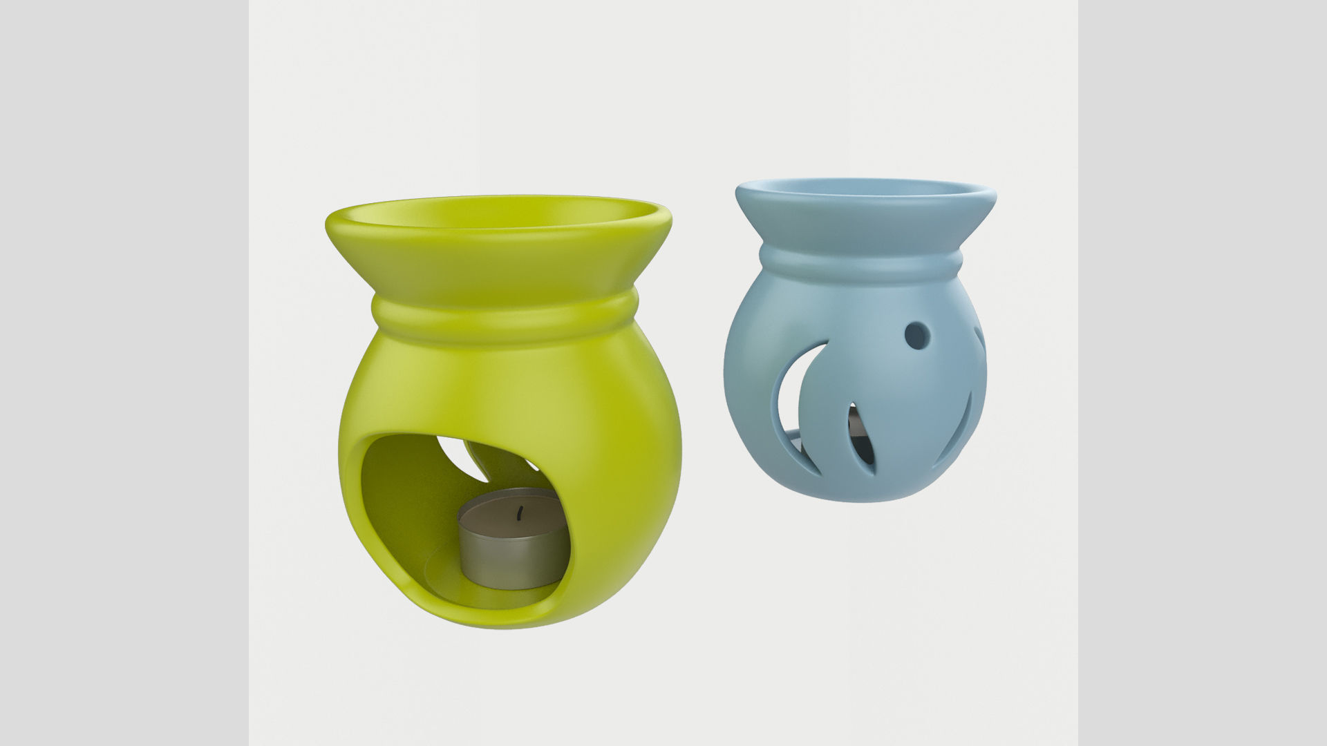 Ceramic Aroma Lamp with Candle Low High Poly 3D model_1