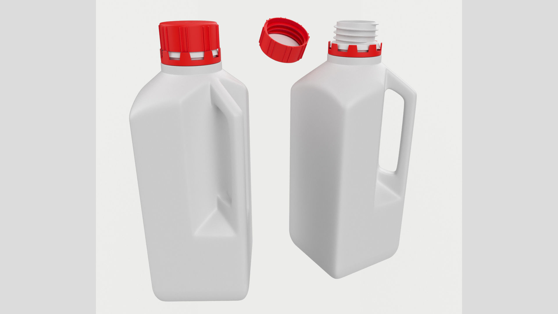 1L 34oz Square Bottle with Handle Low High Poly  3D model_9