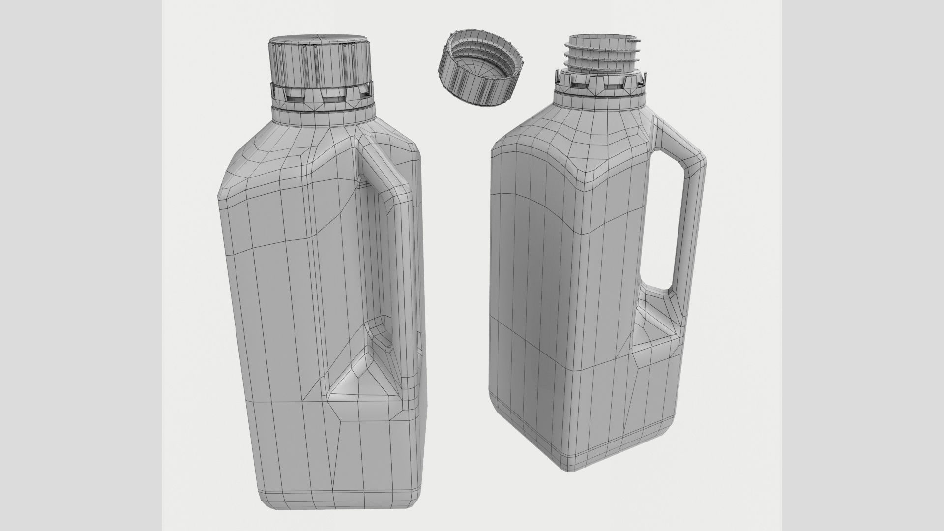 1L 34oz Square Bottle with Handle Low High Poly  3D model_12