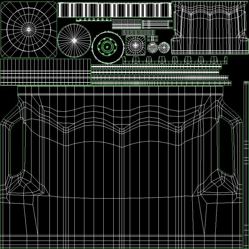 1L 34oz Square Bottle with Handle Low High Poly  3D model_11