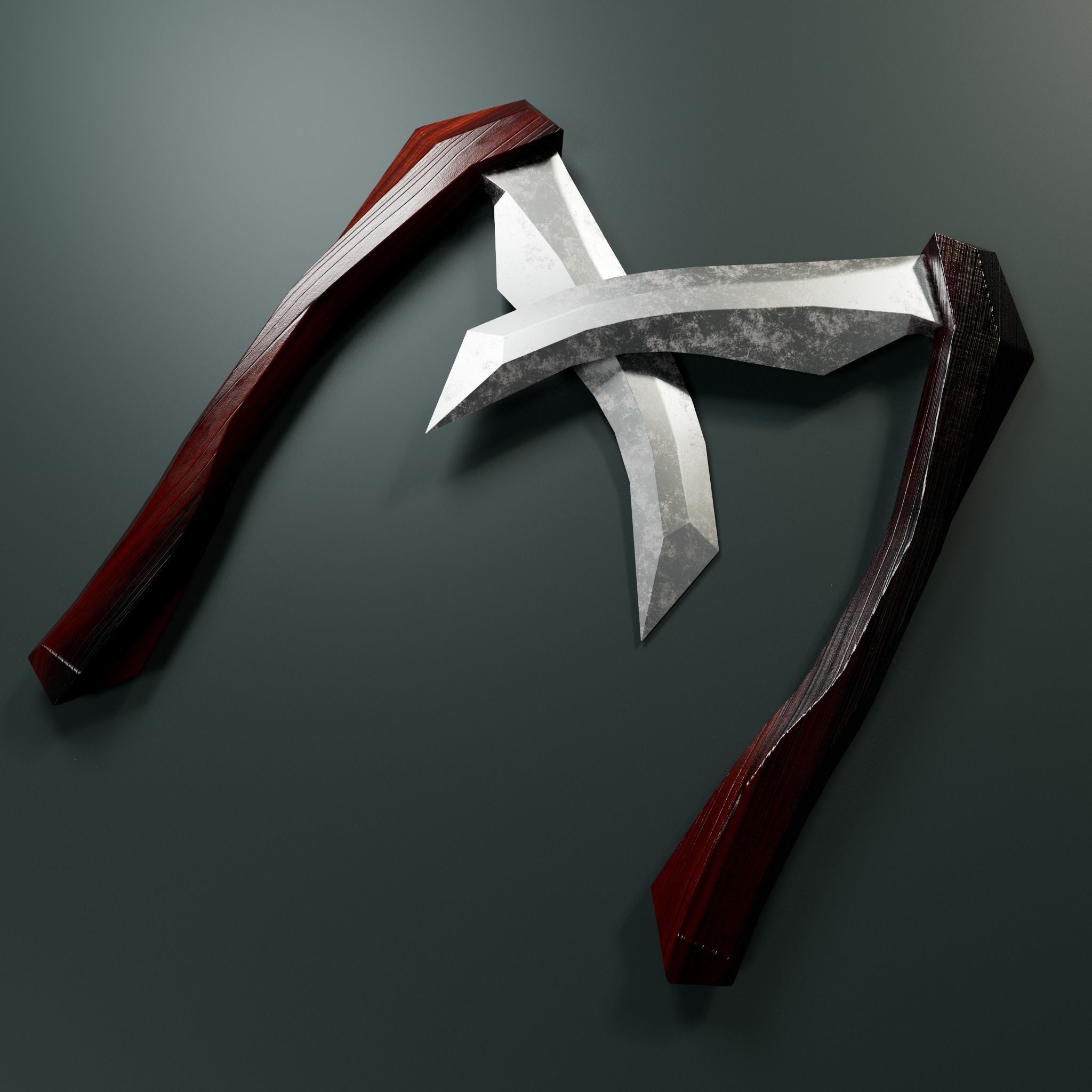 4 Ninja Weapons pack Low-poly 3D model_3