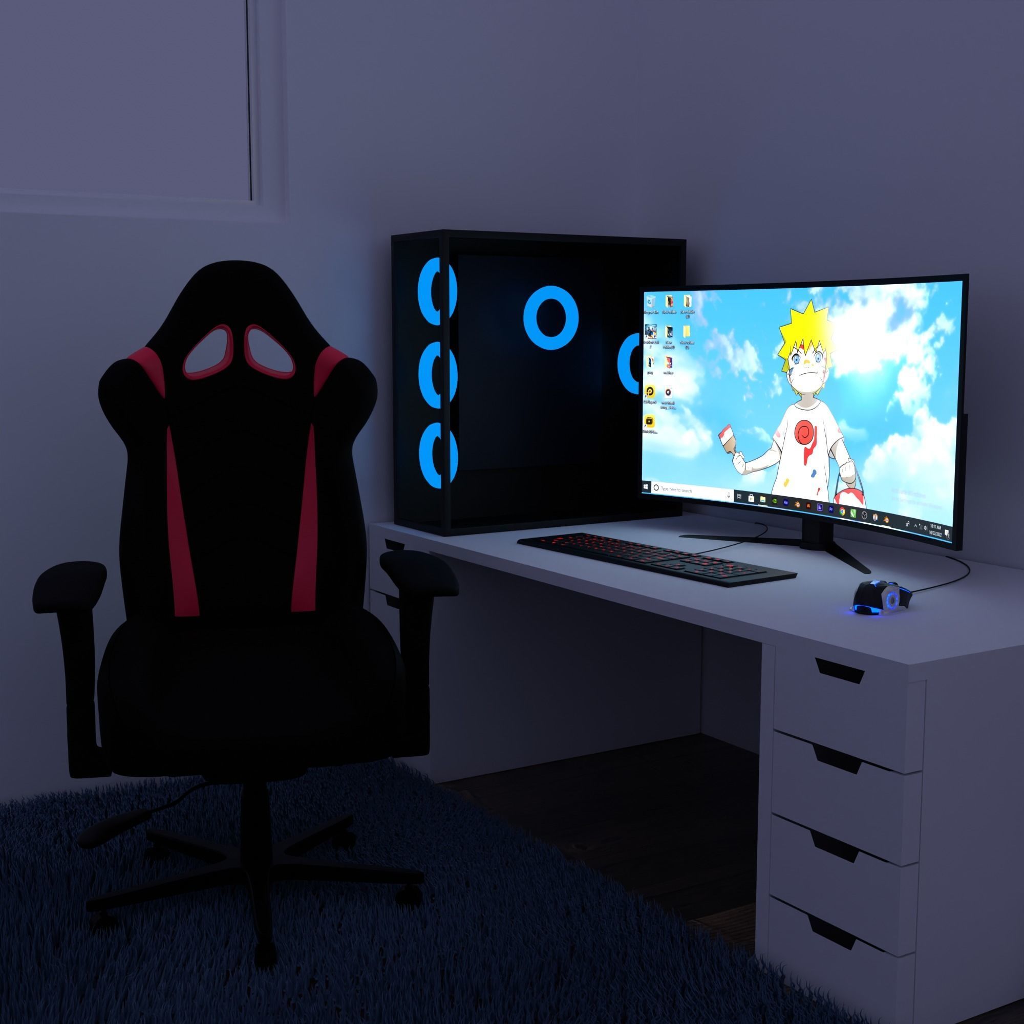Gaming room free 3d room setup for all blender user Free low-poly 3D model_3