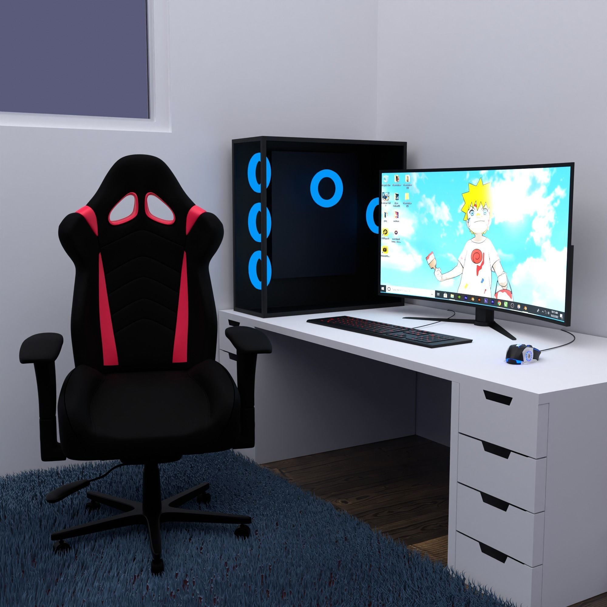 Gaming room free 3d room setup for all blender user Free low-poly 3D model_2