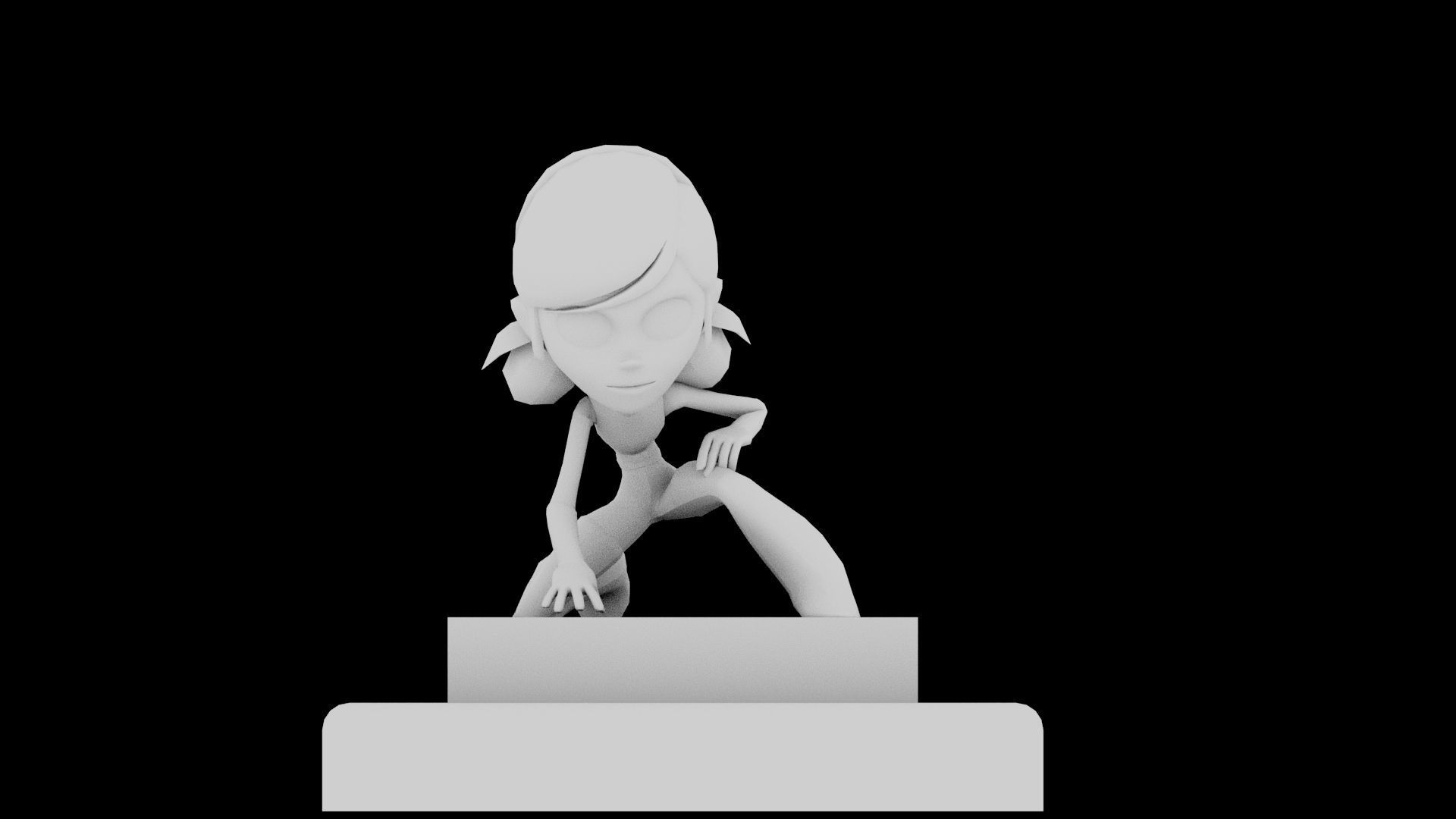 Super girl Low-poly 3D model_3