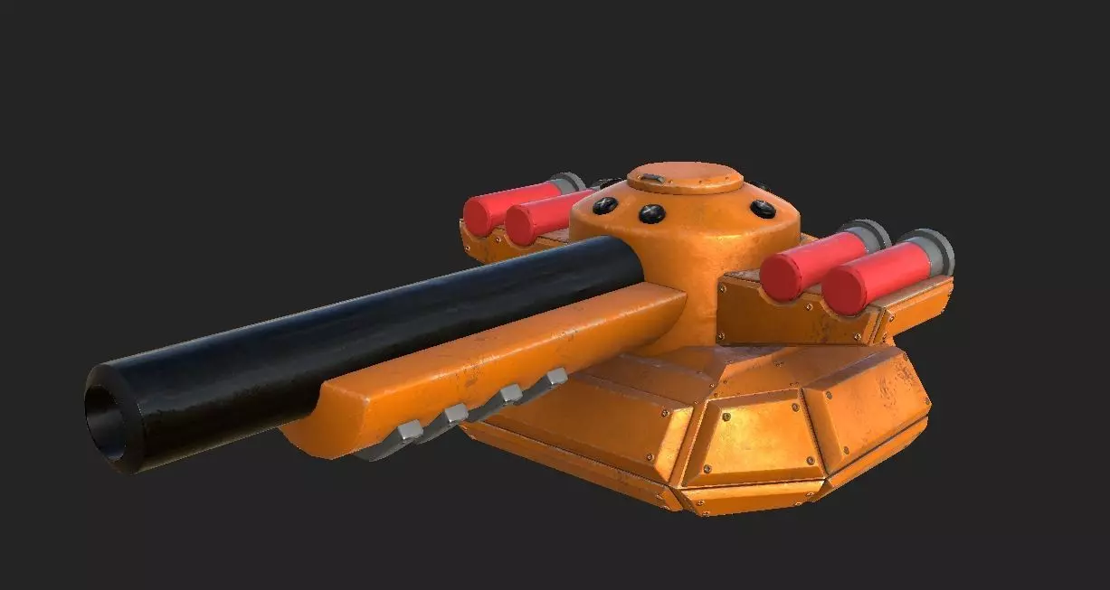 Tank Battle 3D Cartoon High-Poly - Turret Shotgun 3D model