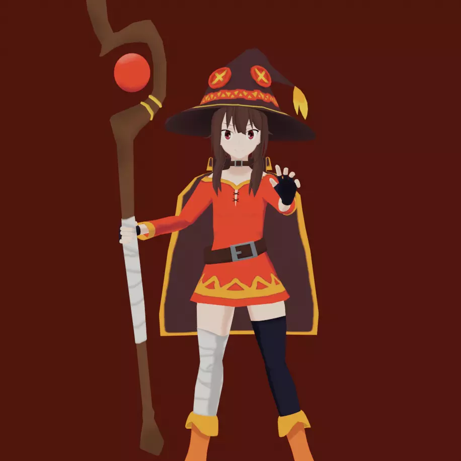 Anime Megumin Low-poly 3D model_0