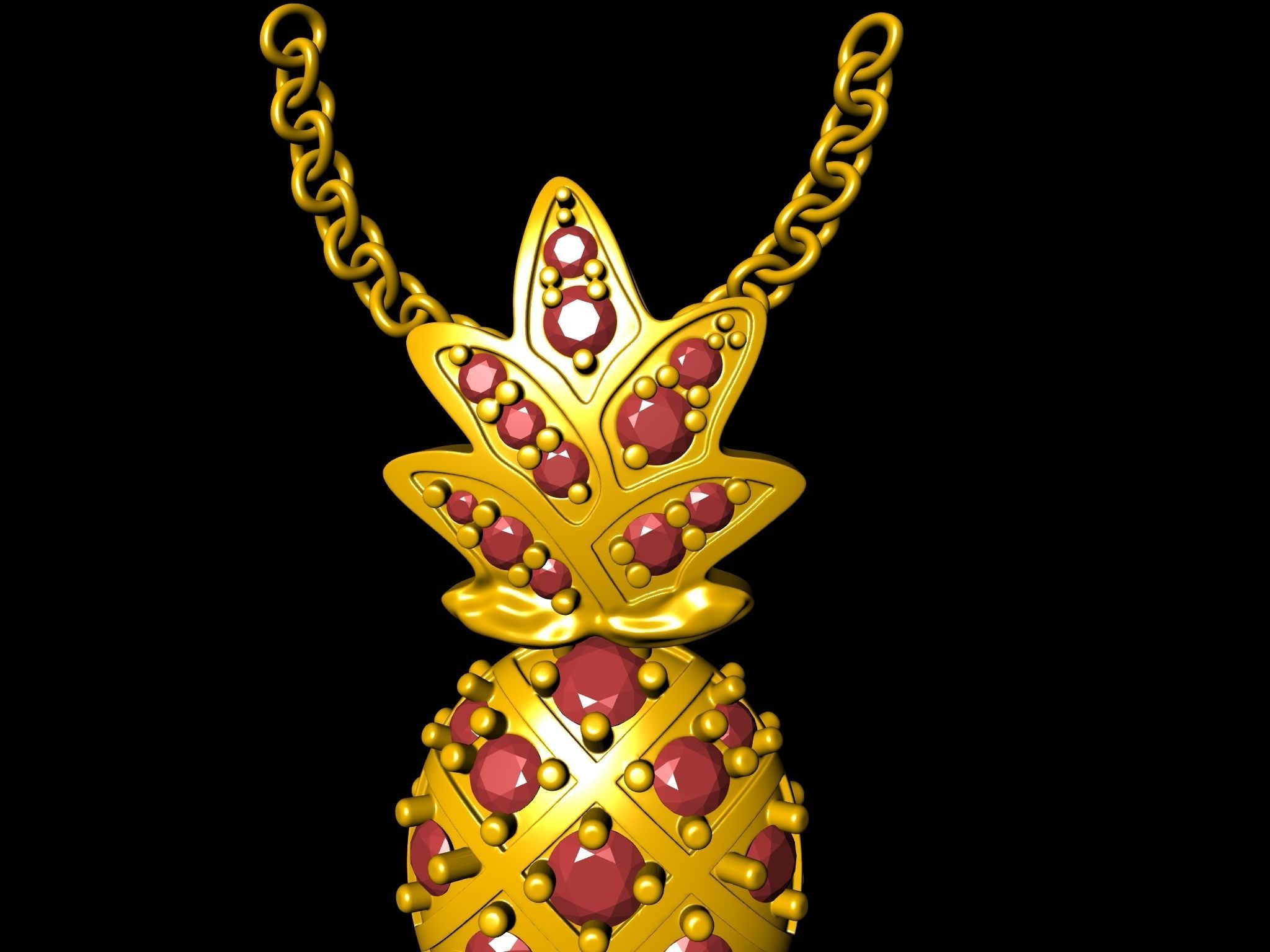 pine apple pendant 3D print model_7