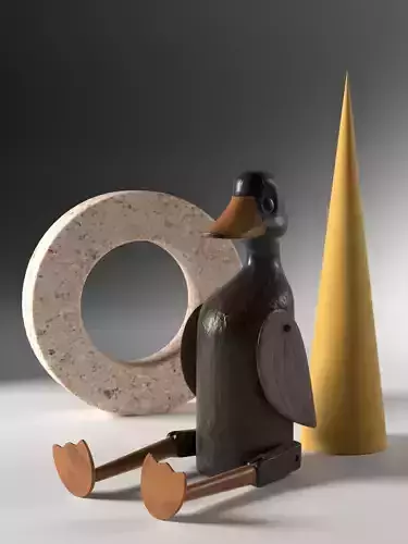 Wooden Duck with Objects