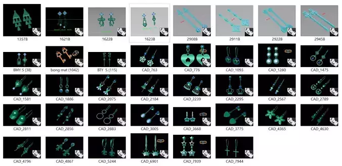 38 Long Hanging Drops 3dm Earrings 