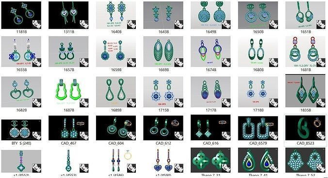 36 Long Hanging Drops 3dm Earrings 3D print model