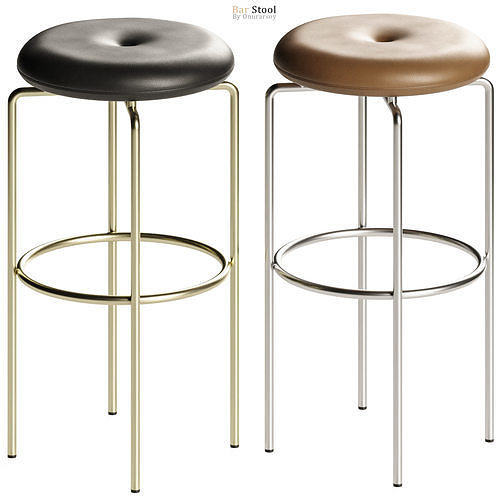 Bassam Leather Bar Stool Brown Black 3D model