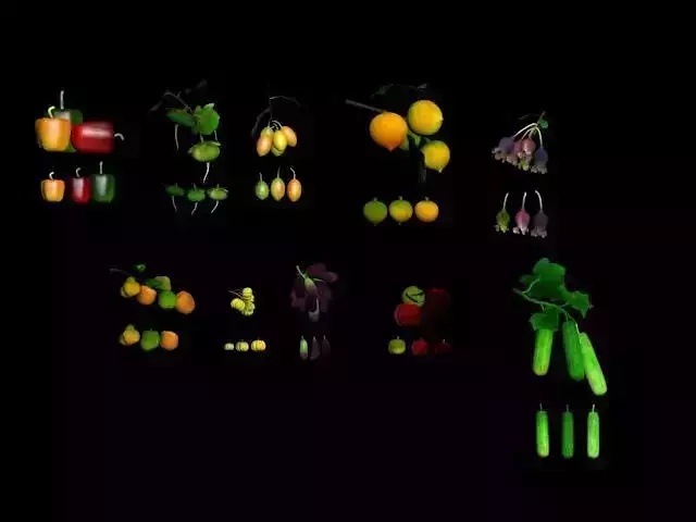 Collection Fruit Path7 Low-poly 3D model