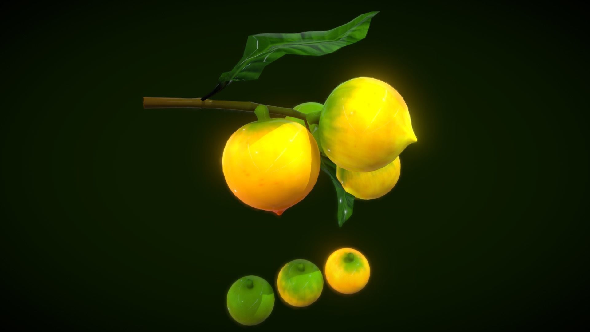 Collection Fruit Path7 Low-poly 3D model_6