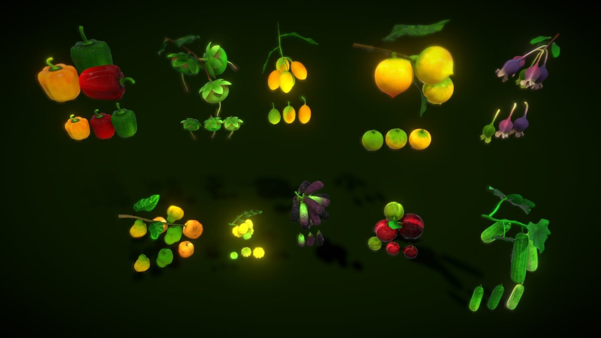 Collection Fruit Path7 Low-poly 3D model_16
