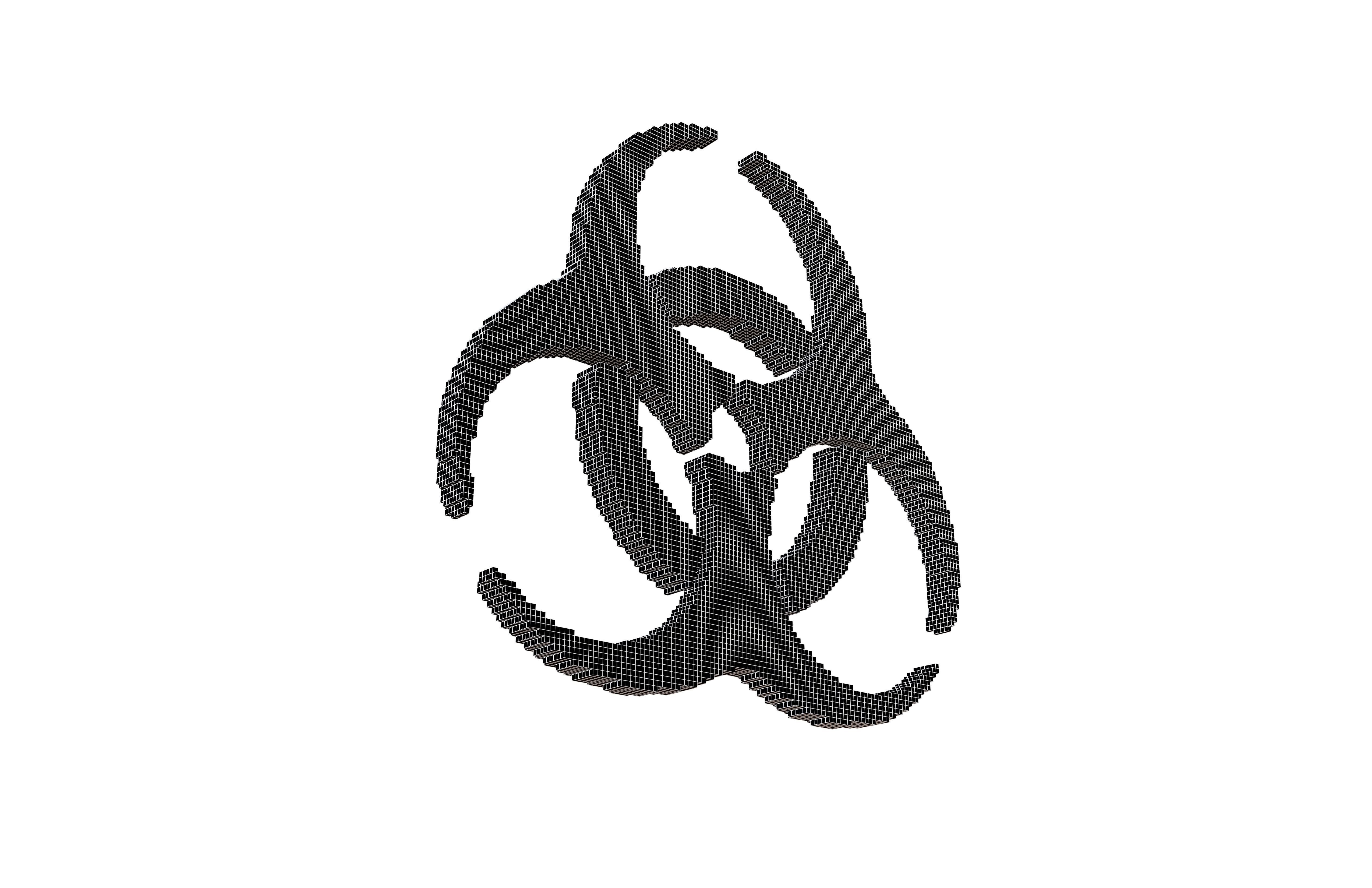 Voxel Biological Hazard Symbol v1 005 Low-poly 3D model_5