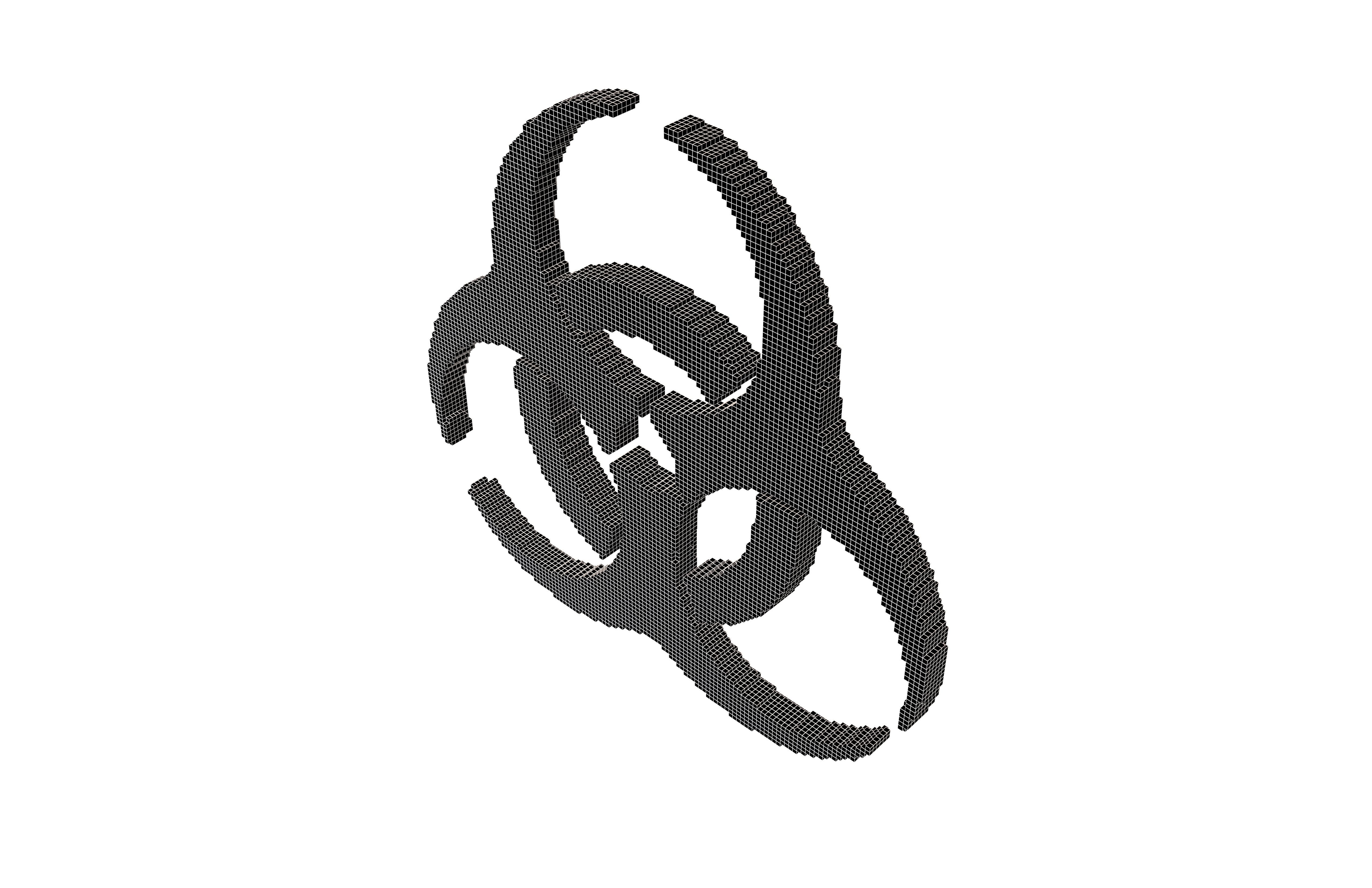 Voxel Biological Hazard Symbol v1 005 Low-poly 3D model_7
