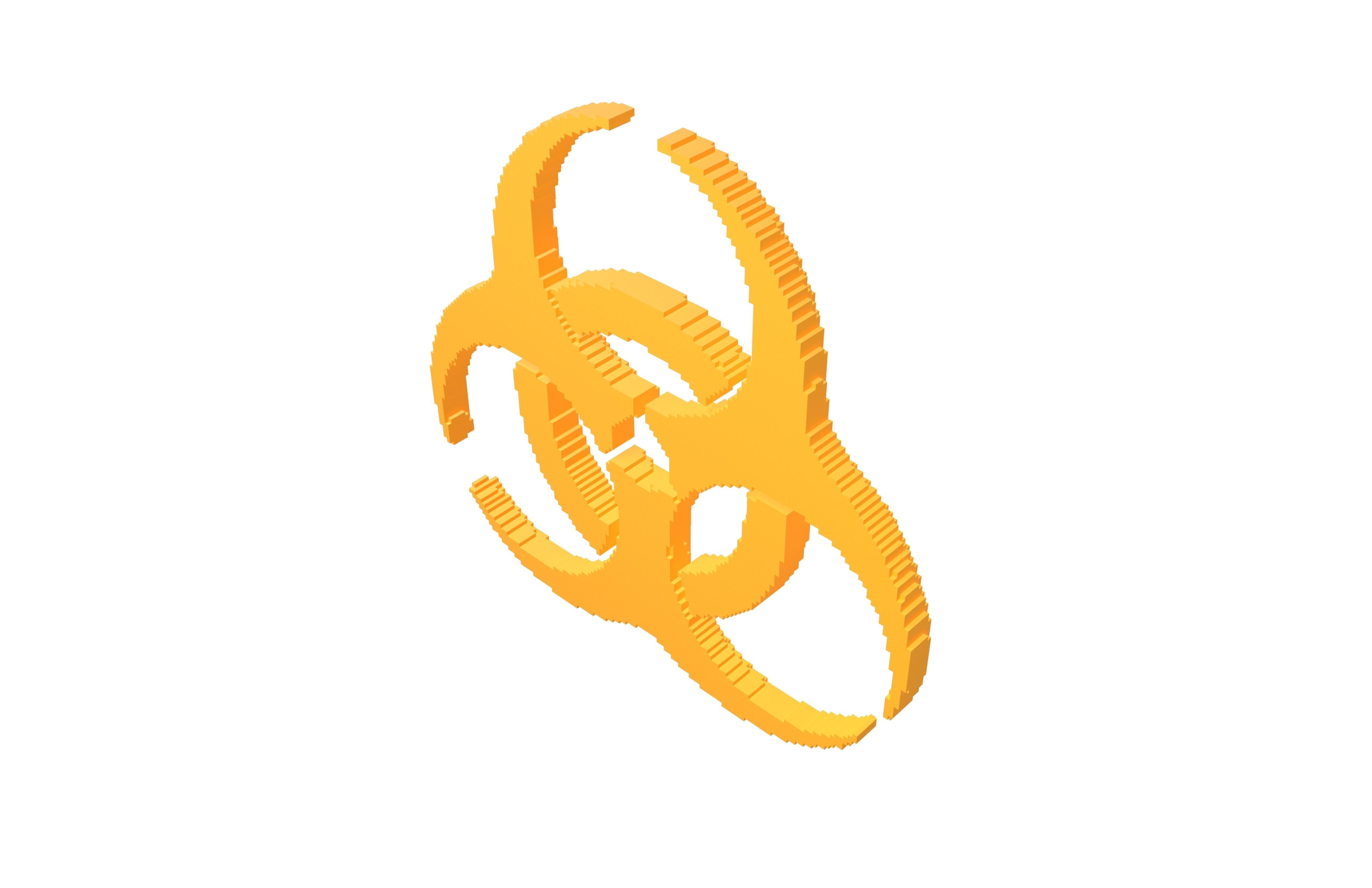 Voxel Biological Hazard Symbol v1 005 Low-poly 3D model_3