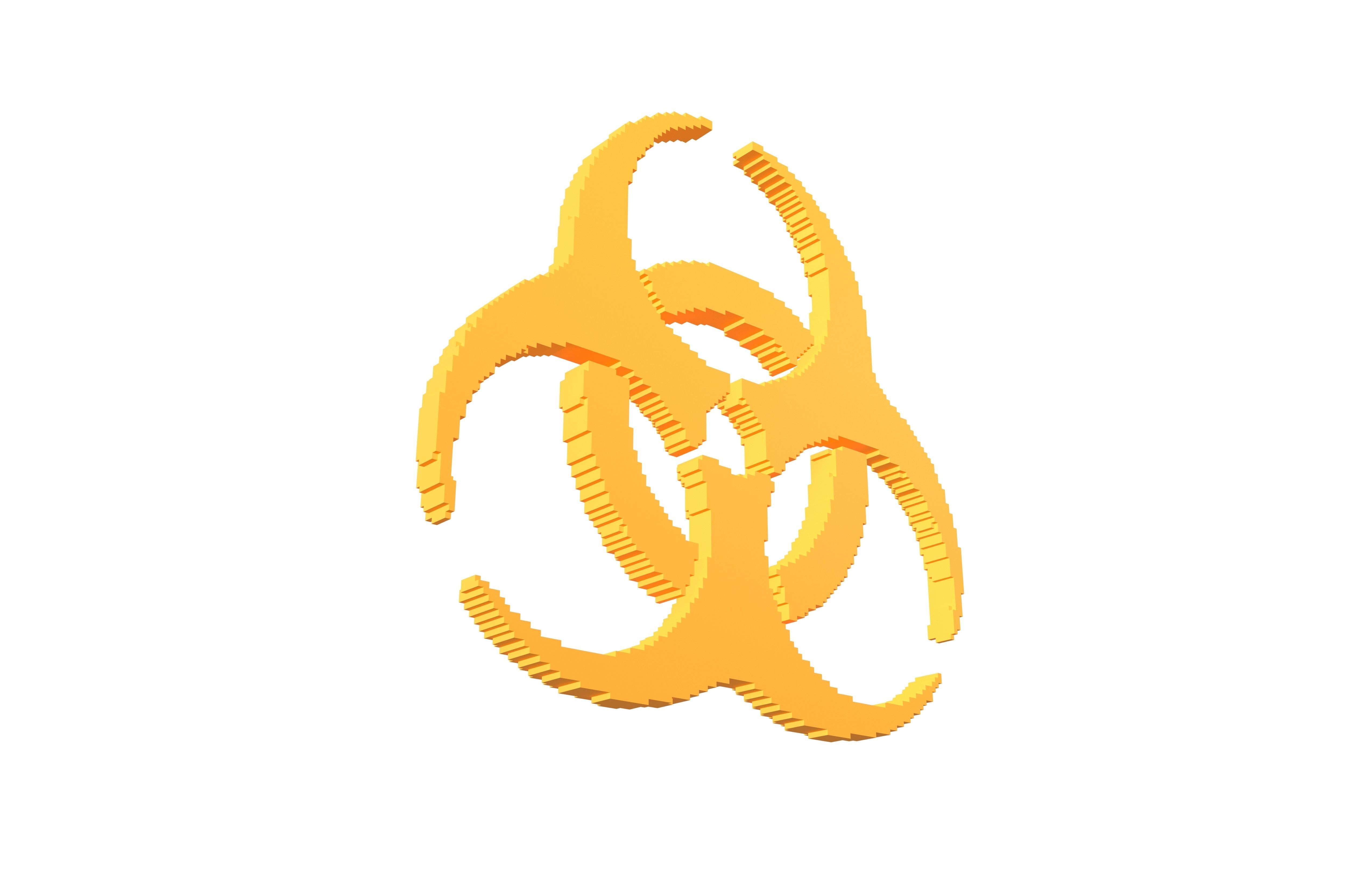 Voxel Biological Hazard Symbol v1 005 Low-poly 3D model_2