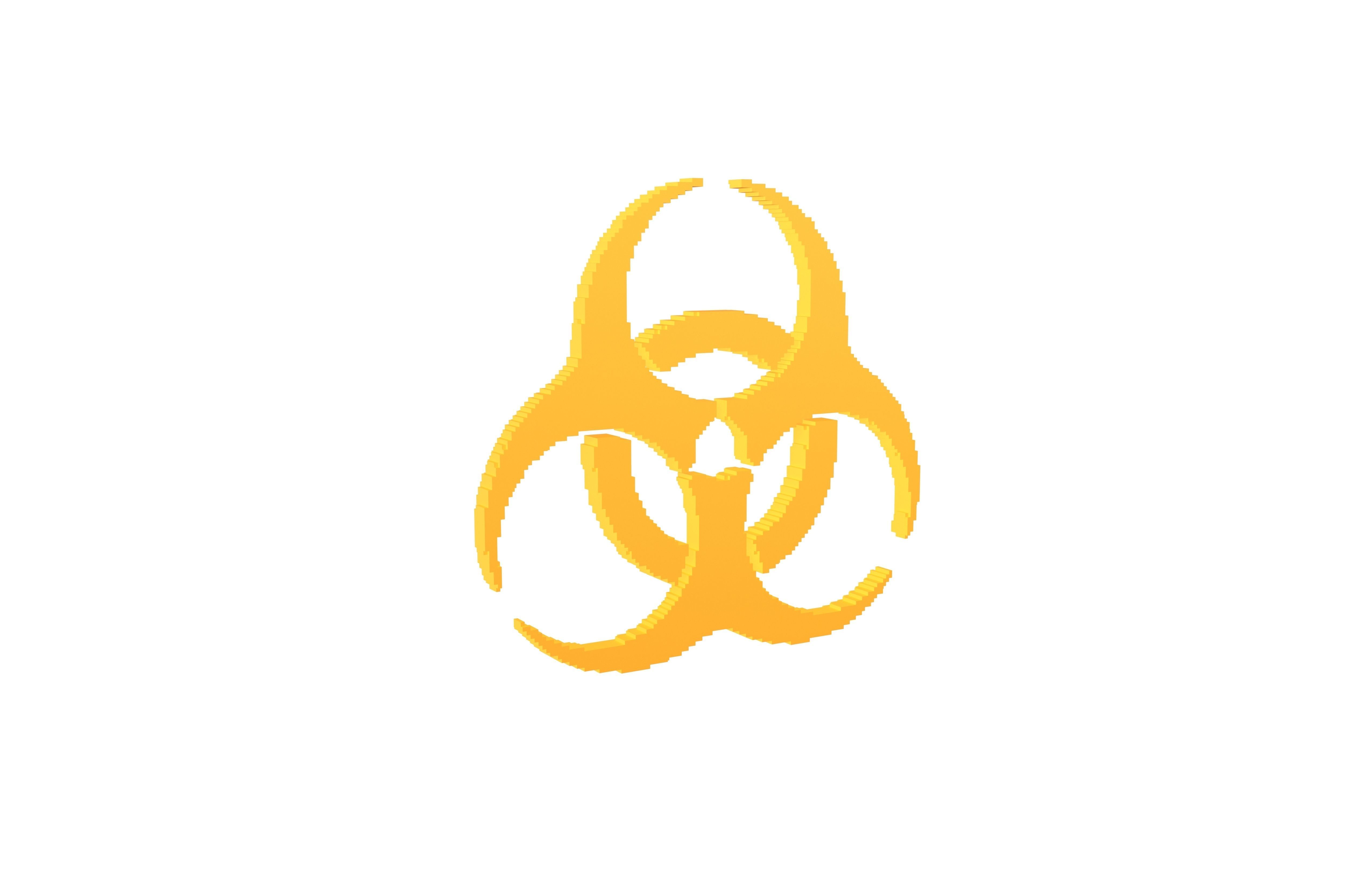 Voxel Biological Hazard Symbol v1 005 Low-poly 3D model_1