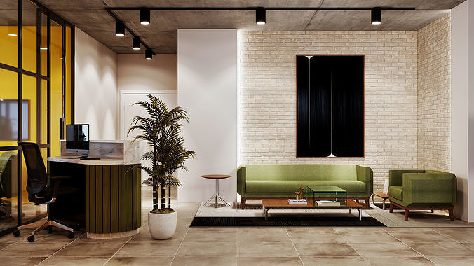 Office interior design 3D model 5
