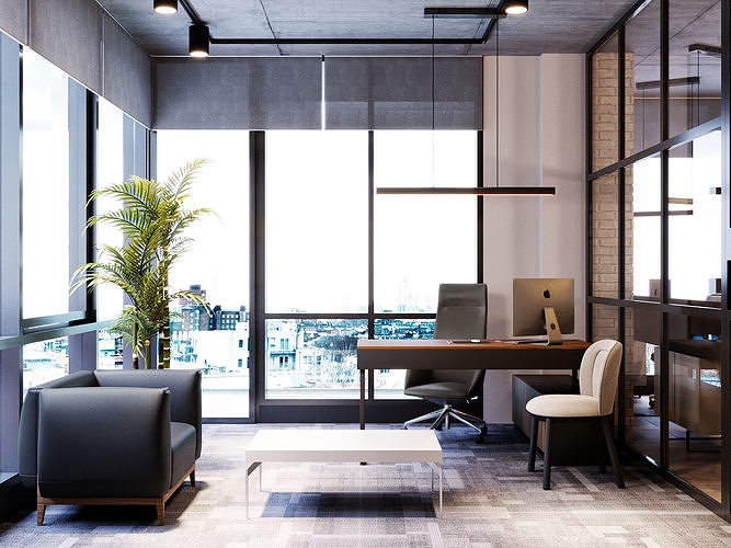 Office interior design 3D model 7
