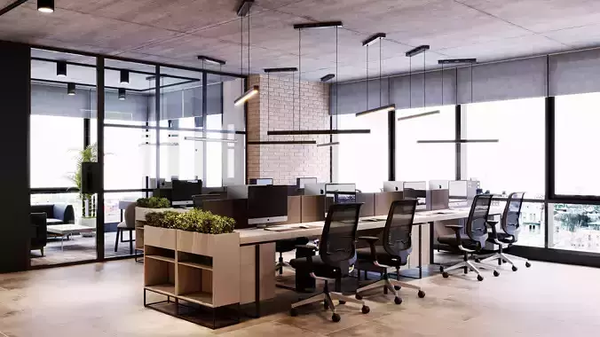 Office interior design 3D model
