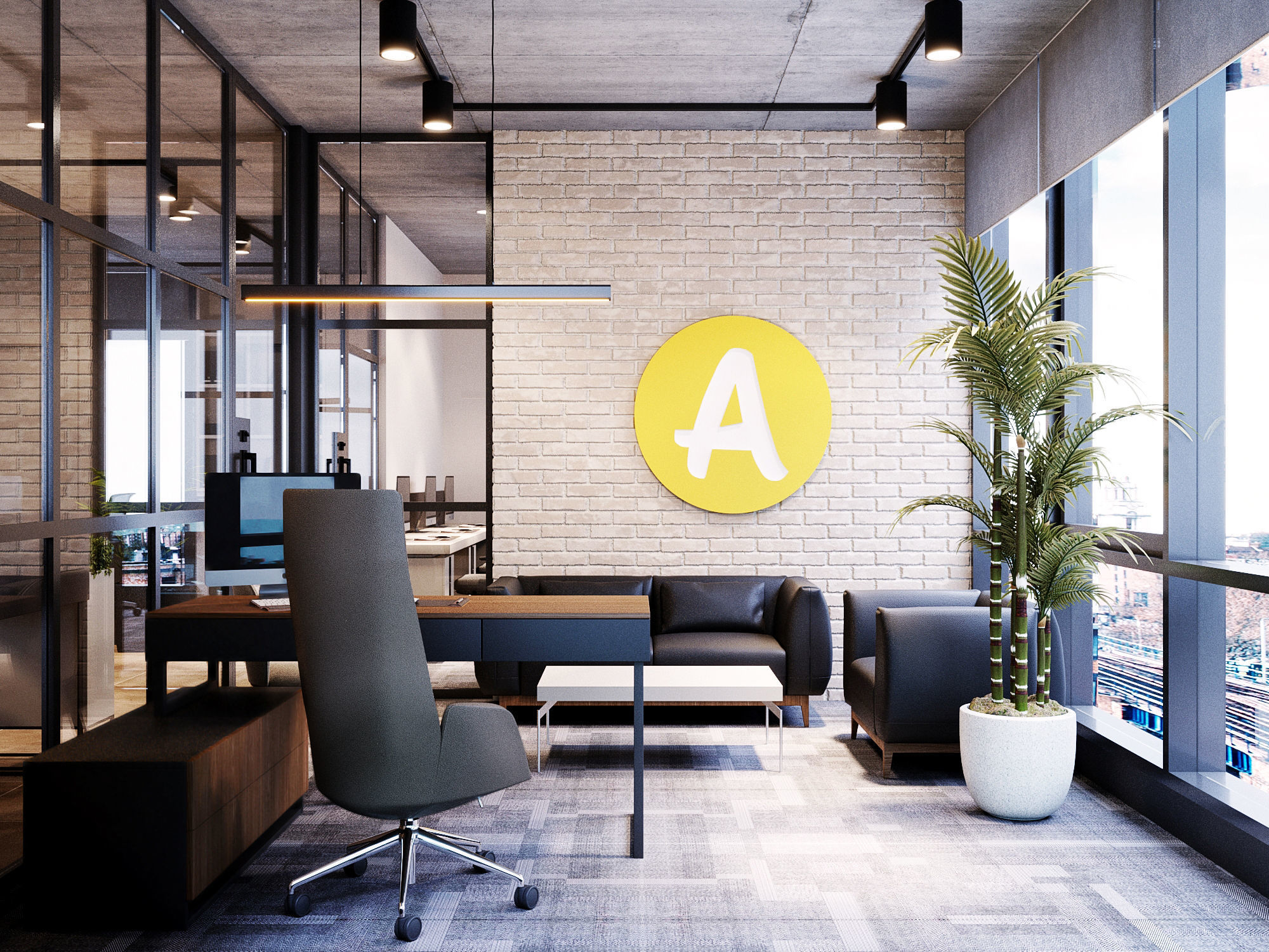 Office interior design 3D model_7