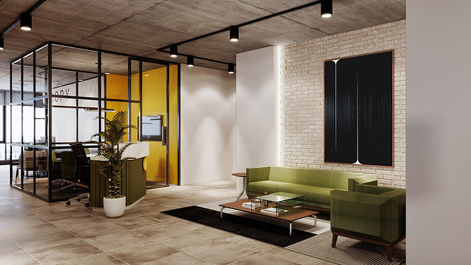 Office interior design 3D model 2