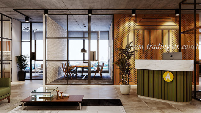 Office interior design 3D model 3
