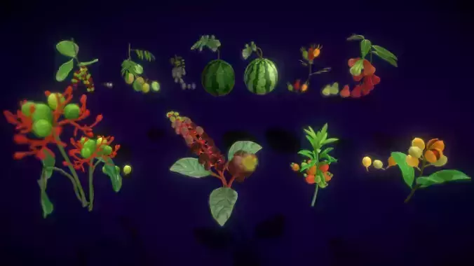 Collection Fruit Path6 Low-poly 3D model