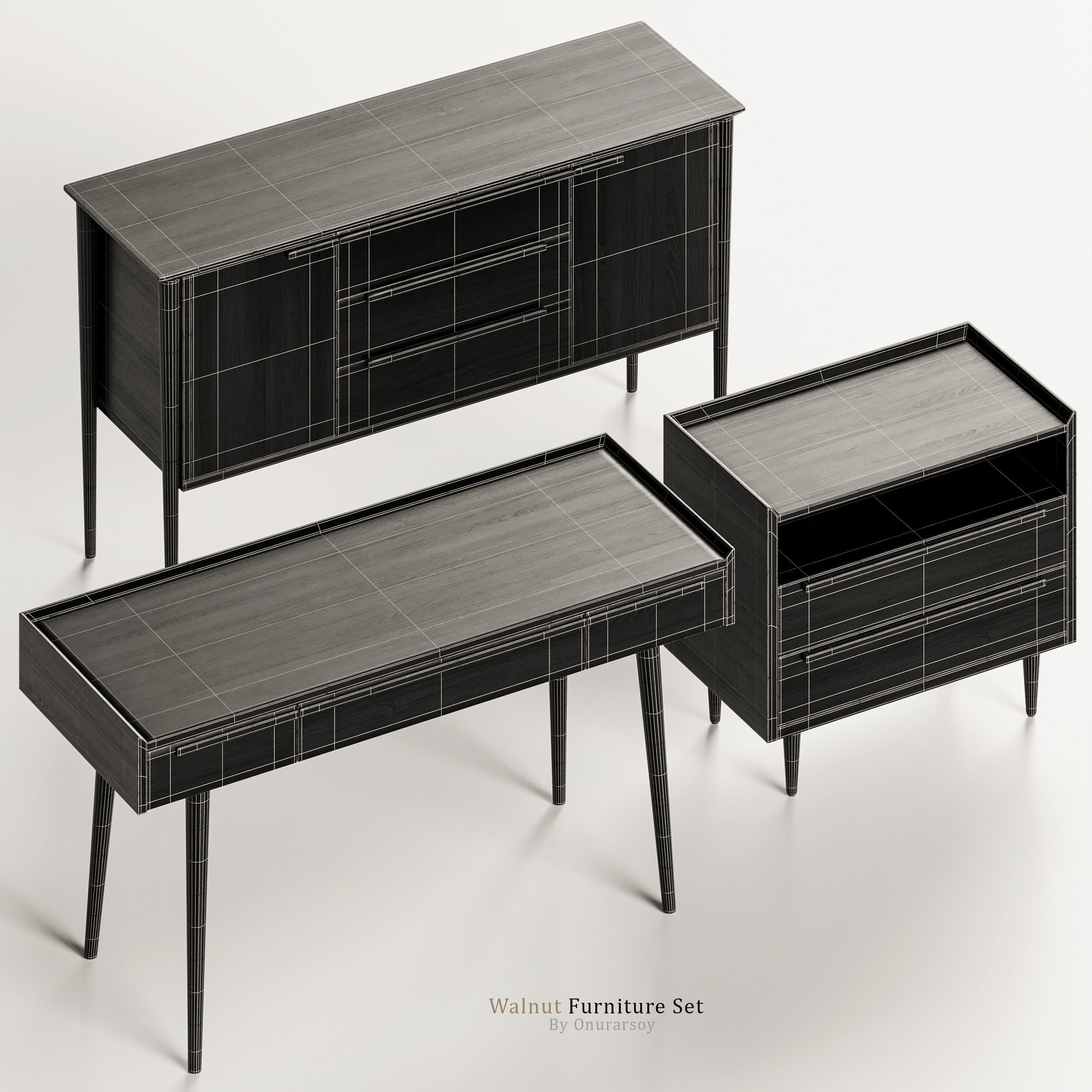 Crate and barrel Tate Furniture Set 3D model CGTrader