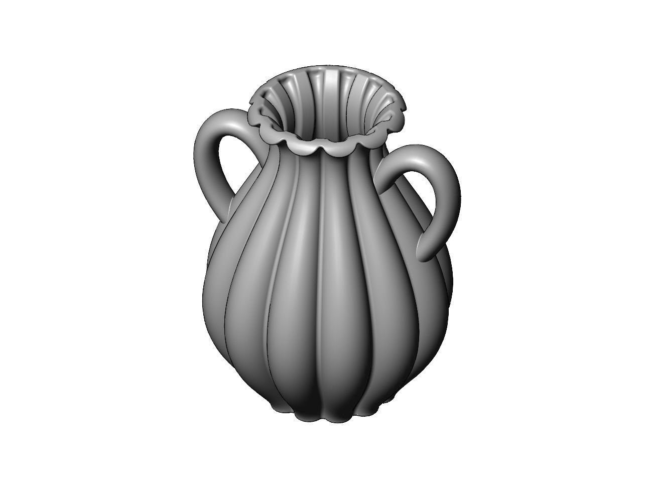 Ribbed classic urn and vase 3D print model_1