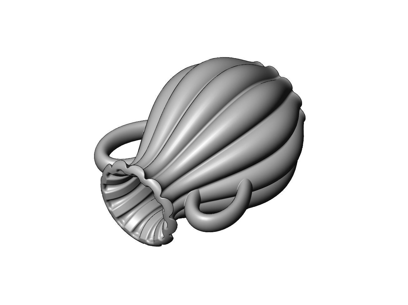 Ribbed classic urn and vase 3D print model_2